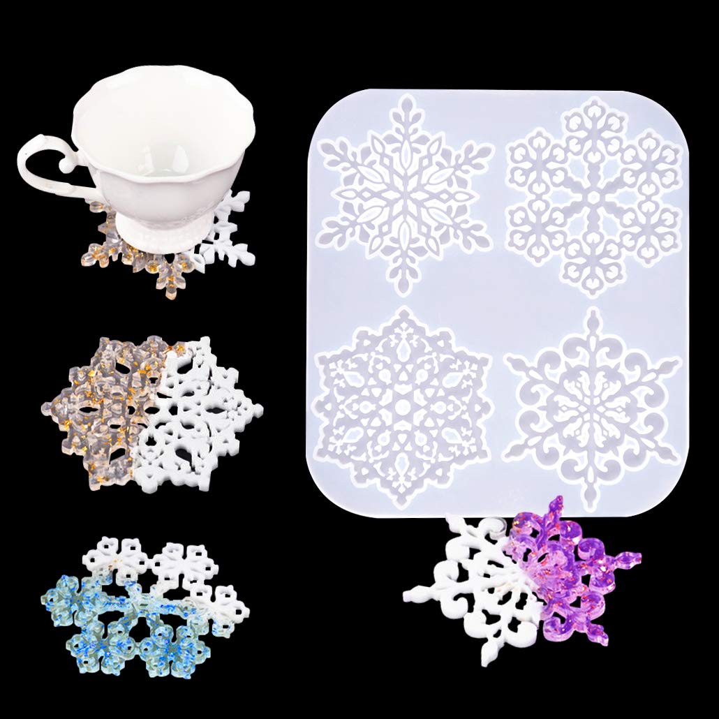 Snowflake & Hexagon Silicone Resin Molds for Epoxy Casting - DIY Coaster, Cup Holder & Crystal Agate Tray - Perfect for DIY Crafts, Home Decor & Gift Making