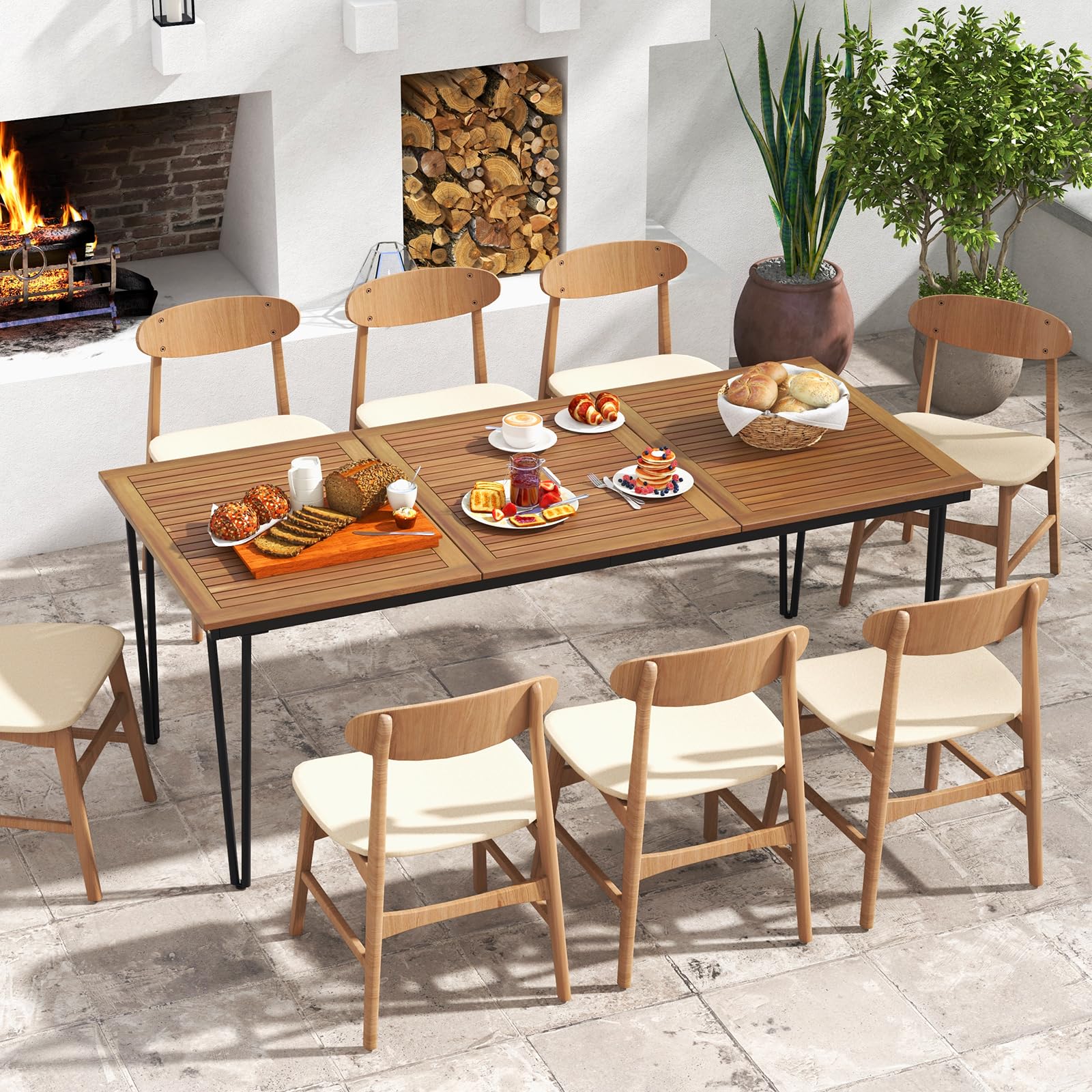 **Tangkula 79 Inch Outdoor Dining Table - 8-Person Patio Table with 1.9
