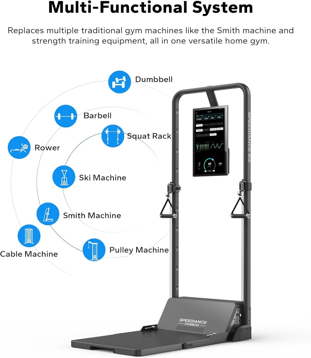 Smart Home Gym System - Multifunctional Smith Machine & Power Cage for Full Body Workout | All-in-One Cable Machine for Strength Training & Fitness | Perfect for Home Gym, Strength Building & Cardio Exercises