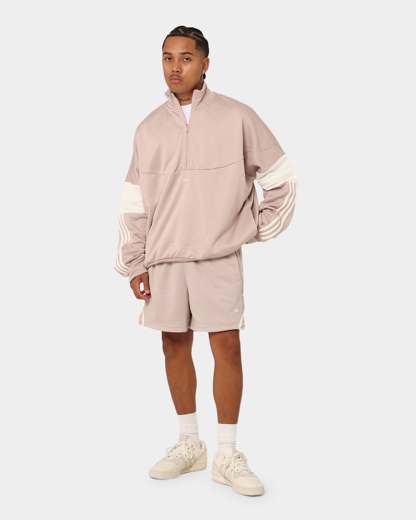 Adidas Men's Basketball Shorts - Wonder Taupe/Off White Mesh Athletic Shorts for Training & Casual Wear | Lightweight & Breathable for Sports & Gym