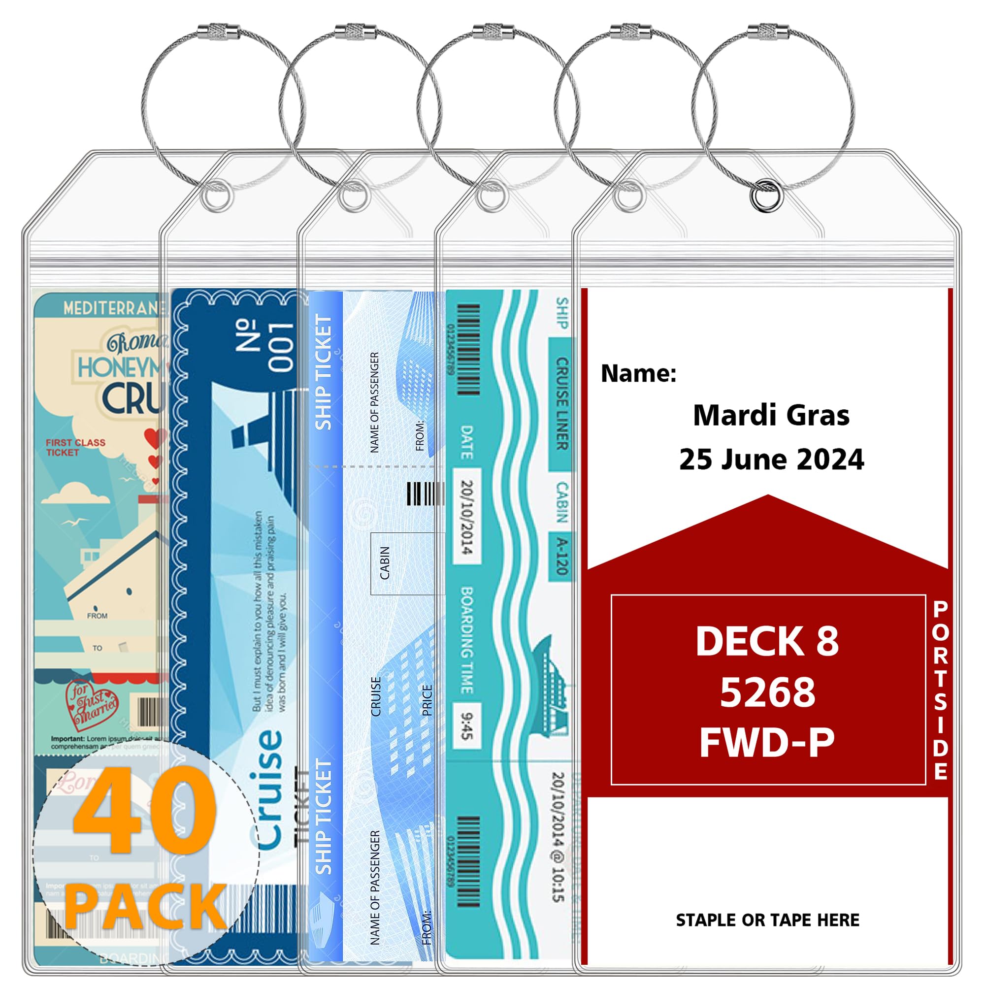 40 Pack Cruise Luggage Tags - Durable & Waterproof Travel ID Tags for NCL, Princess, Carnival, Royal Caribbean & Celebrity Cruises - Perfect for Cruise Check-in, Baggage Identification & Travel Organization by SEAVILIA