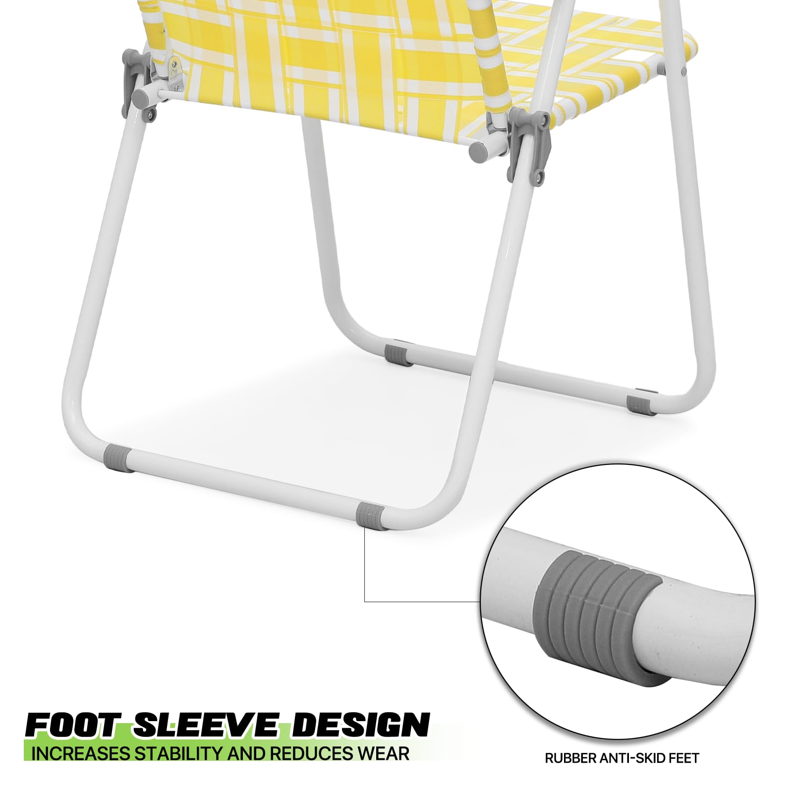 **Magshion Folding Webbed Lawn Beach Chair for Adults – Lightweight Steel Frame, Portable Outdoor Camping Chairs – Supports 250 lbs – Perfect for Fishing, Patio, Yard, Garden & Picnics (2-Pack, Yellow)**