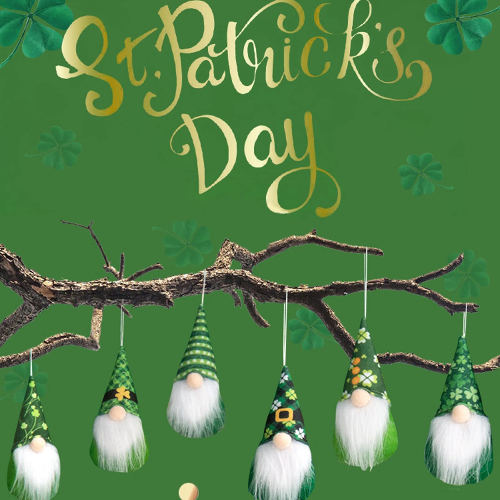 GONEBIN 6-Piece St. Patrick's Day Green Doll Ornament Set - Lucky Faceless Rudolph Hangers & Dwarf Pendants for Christmas Tree, Shelf & Home Decor - Perfect for Irish Festival Celebrations & Holiday Party Decorations