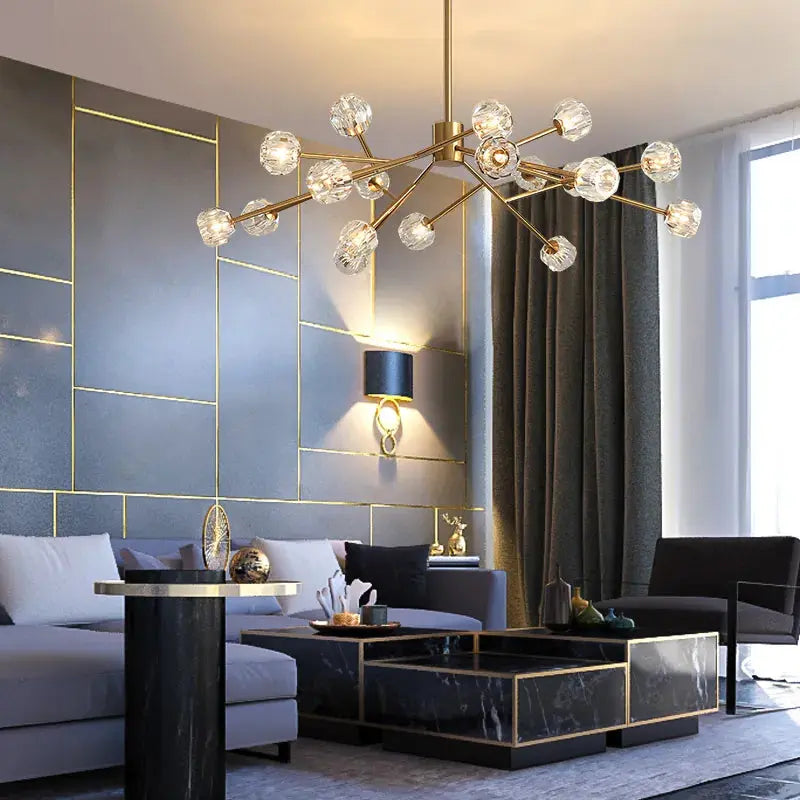 Crystal Chandelier Pendant Light - Elegant Glass Ball Ceiling Fixture for Dining Room, Bedroom, Living Room Decor