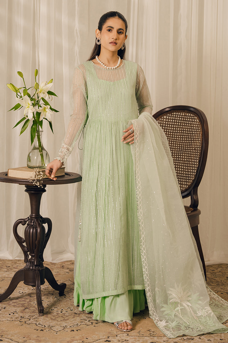 Elegant MINT BLOOM 2-Piece Outfit (Shirt & Dupatta) for Women | Traditional Indian Ethnic Wear | Perfect for Weddings, Festivals & Special Occasions