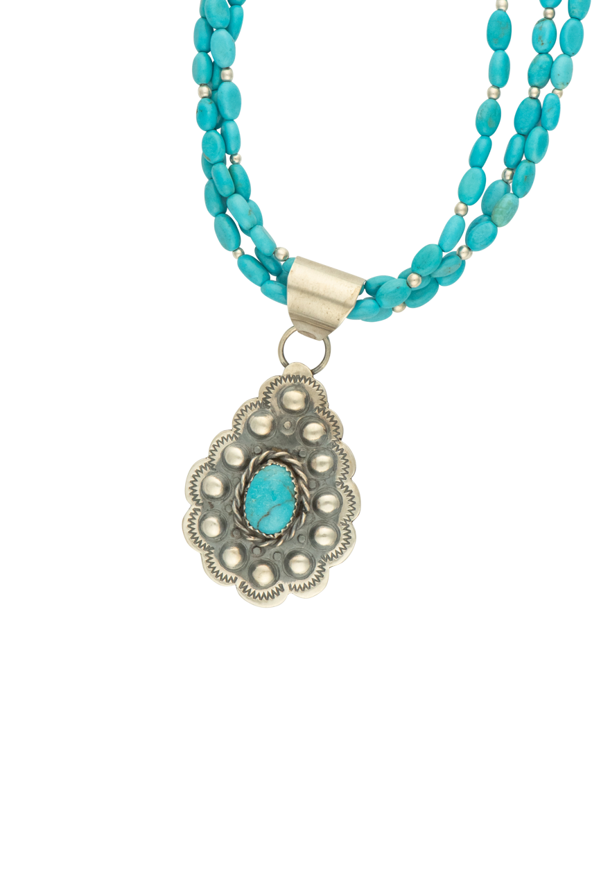 Authentic Navajo Sweet Tea Jewelry Set by Tim Yazzie - Handcrafted Sterling Silver & Turquoise Necklace for Women - Perfect for Boho Fashion, Festivals & Cultural Events