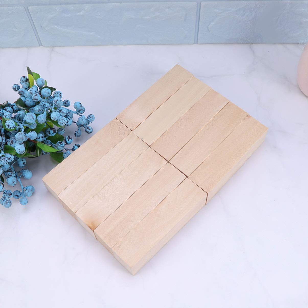 10pcs Basswood Whittling Blocks for Wood Carving - Unfinished Wooden Craft Kit for Adults & Kids (2.5x2.5x10cm) - Perfect for DIY Crafts, Whittling Projects & Beginner Woodworking Gifts