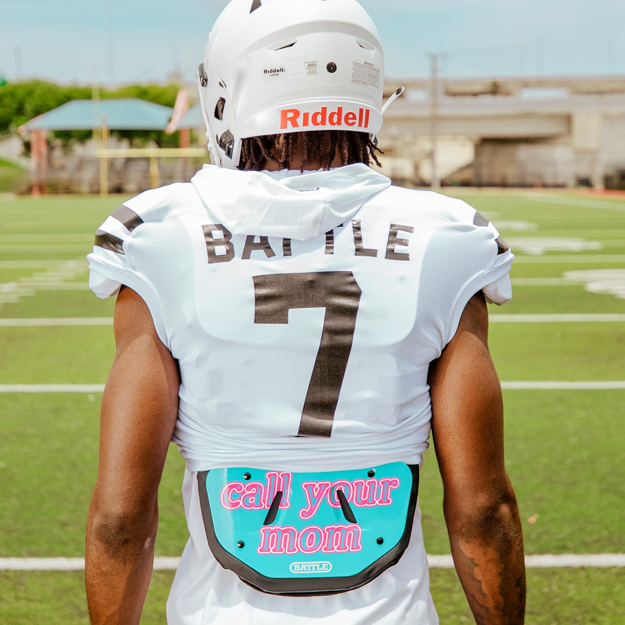 Battle Sports Novelty Football Back Plate - Lower Back Protector with Hard Shell & Contoured Foam for Youth, Kids & Adults - Perfect for Football Training, Games & Safety Protection