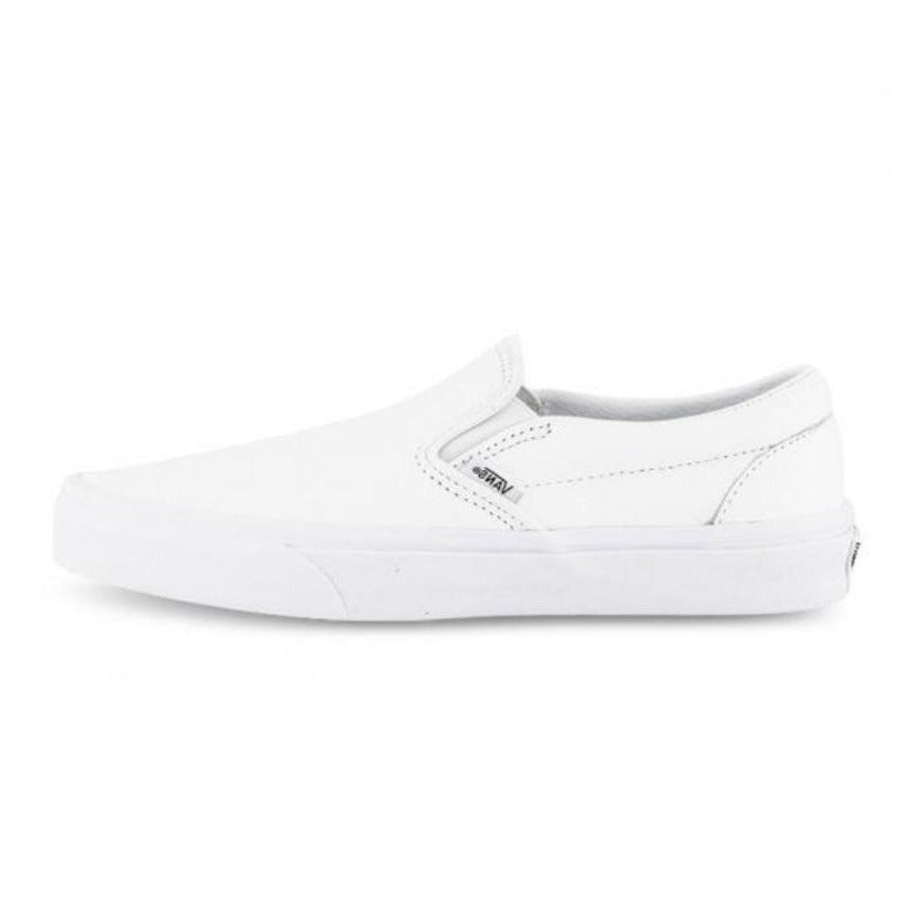 Vans Classic Slip-On Leather Sneakers in White - Comfortable & Stylish Shoes for Casual Wear, Skateboarding & Everyday Outfits