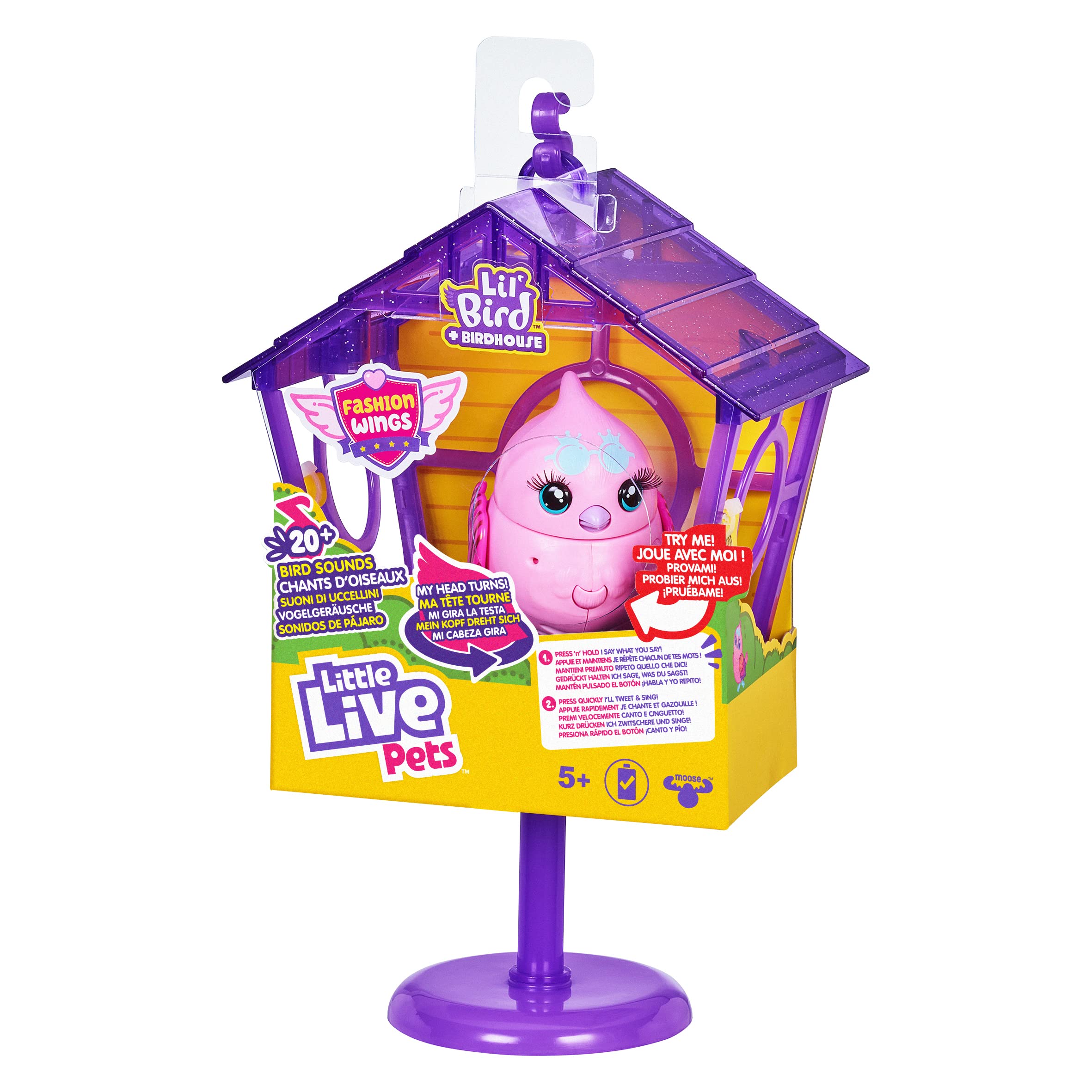 Little Live Pets Lil' Bird and House Interactive Playset - Animated Electronic Bird with Sounds, Record & Playback, Singing & Head Turning Features - Perfect for Kids' Pretend Play & Interactive Learning (As Seen on TV)