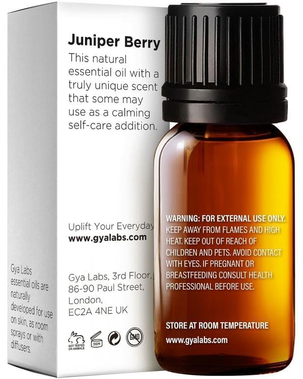 Gya Labs 100% Pure Juniper Berry Essential Oil - 0.34 Fl Oz Natural Aromatherapy Oil for Diffusers, Skin Care & Candle Making - Fresh Woodsy Fruity Scent - Perfect for Relaxation, Spa & Home Fragrance