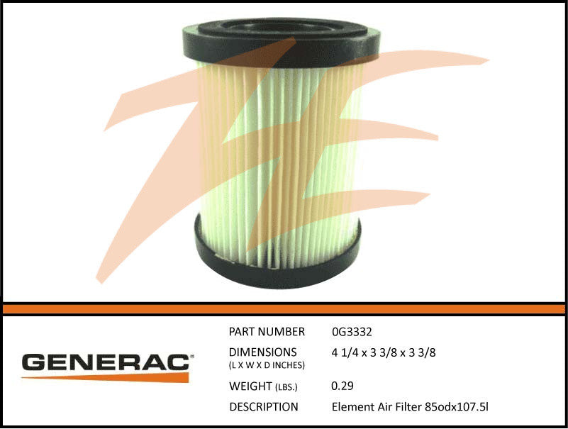 Generac 0G3332 Air Filter Element Replacement - Compatible with Generac Generators - High Performance Engine Protection - Ideal for Home Backup Power & Emergency Use