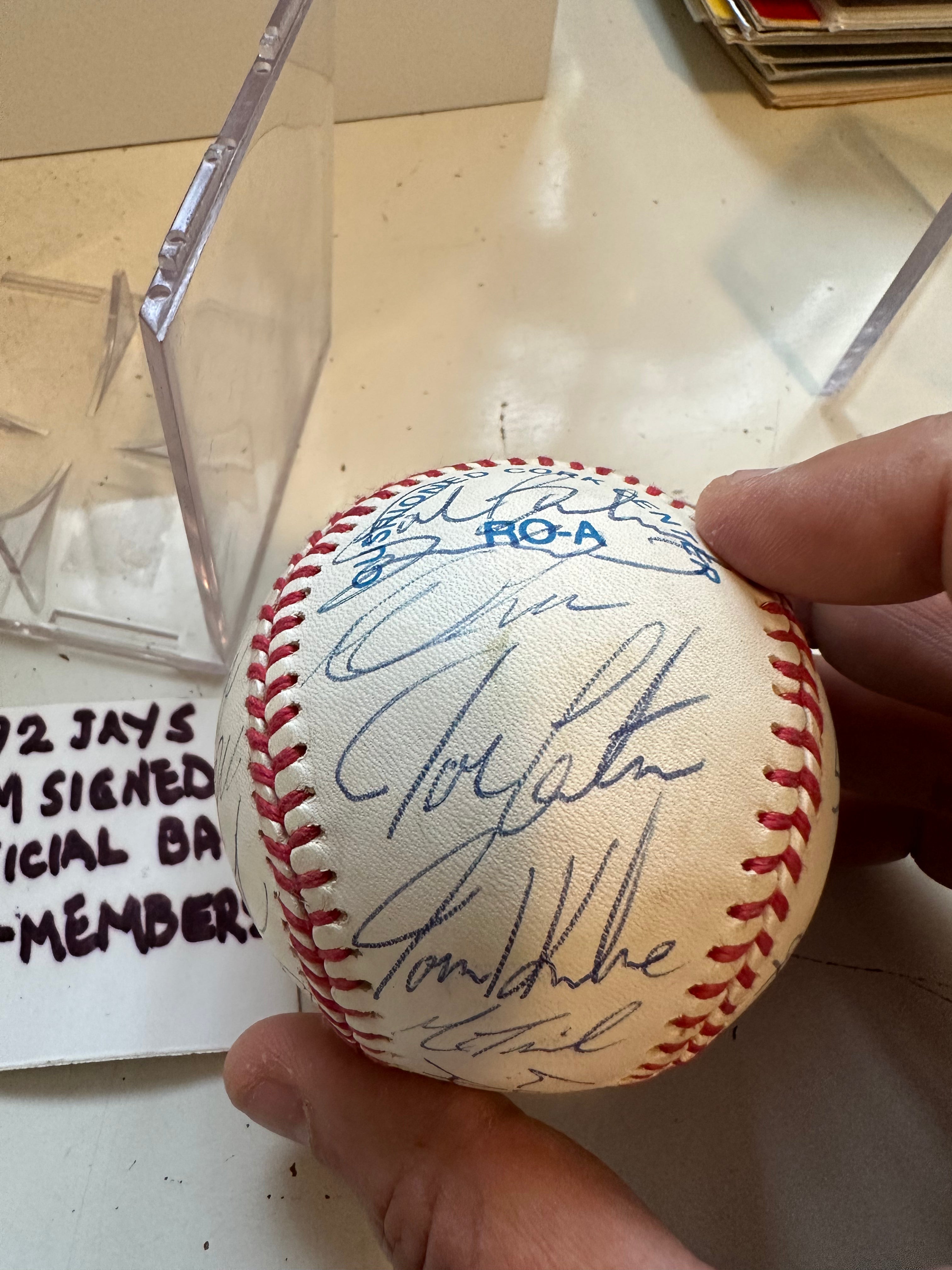 1992 World Series American League Baseball Signed by 24 Blue Jays Players - Authentic Collectible with COA & Display Holder - Perfect for Sports Memorabilia Fans & Baseball Enthusiasts