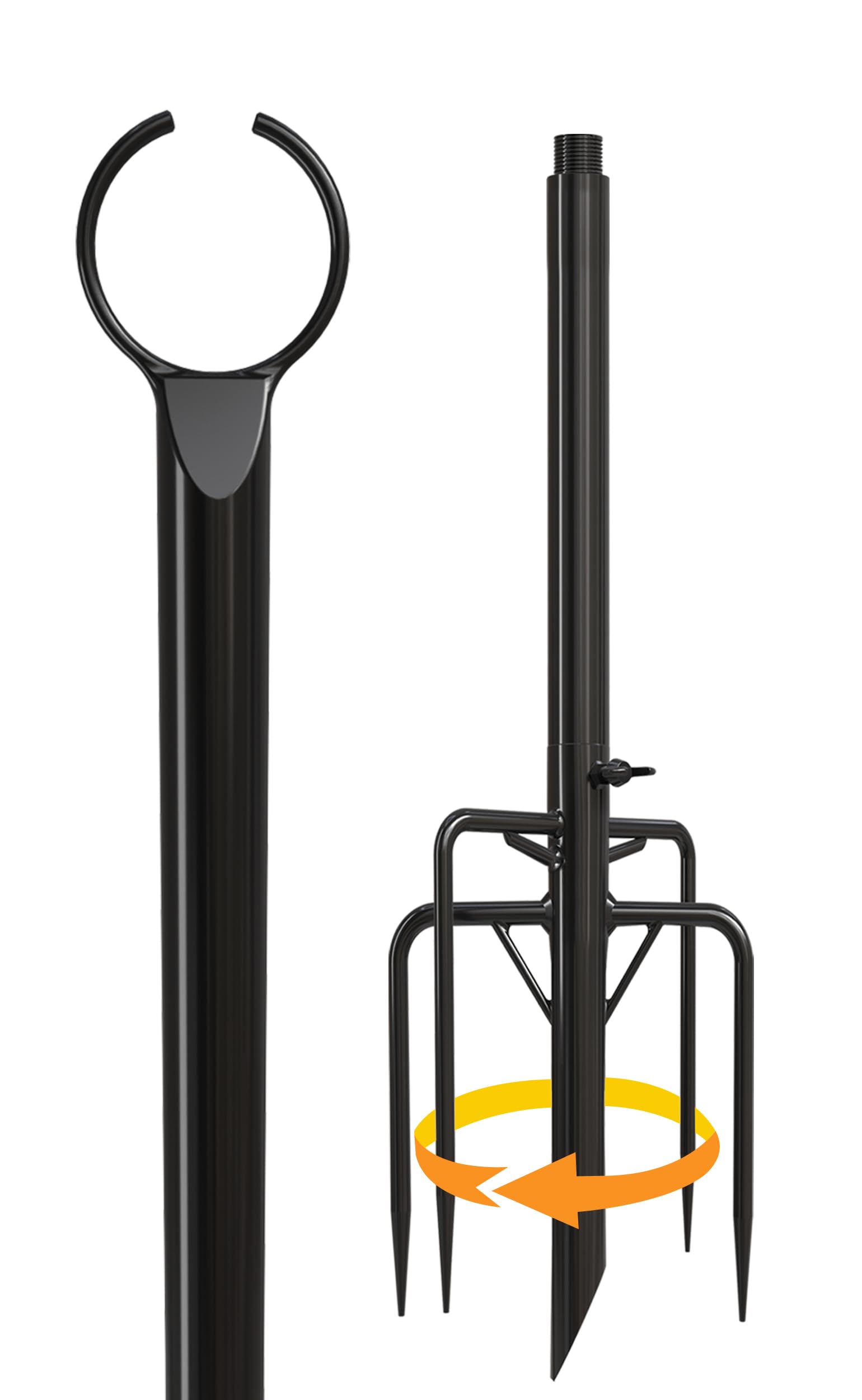 9FT Outdoor String Light Poles with 2-in-1 Assembly - Black Metal Garden Light Stands with Clips & Fork for Backyard, Patio, Deck, Wedding & Party Decor - Perfect for Creating Ambient Lighting in Outdoor Spaces (1 Pack)