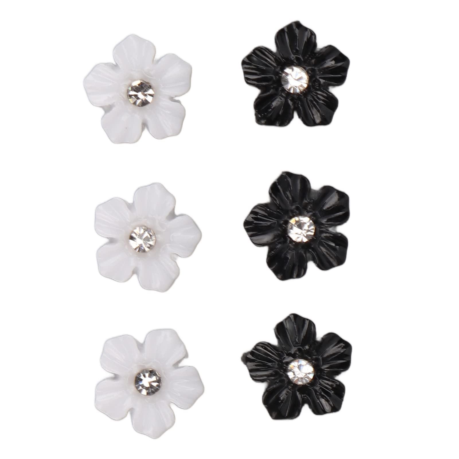 3D Flower Nail Art Decorations - Resin Black & White 5-Petal Nail Stickers for DIY Manicure, Salon Use, Wedding & Party Nail Designs - Perfect for Home, Professional Performances and Special Occasions