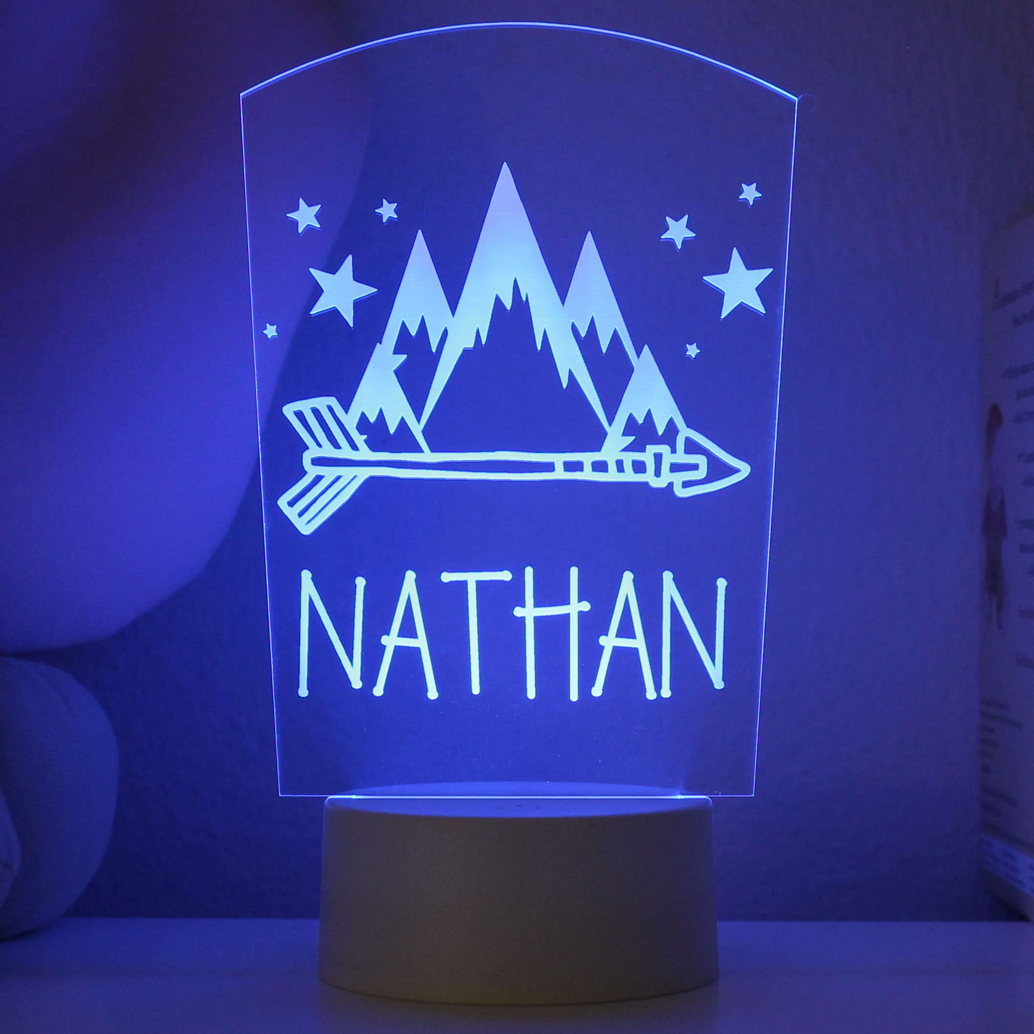ETCHEY Personalized Mountain Adventure Night Light for Kids - Custom LED Bedroom Lamp for Boys & Girls - Perfect for Nursery, Children's Room Decor & Bedtime Reading
