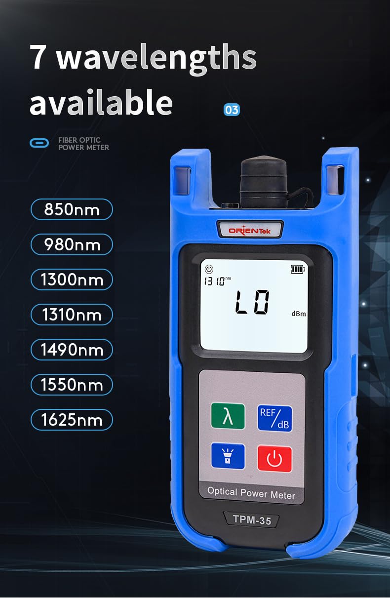ORIENTEK TPM-35 Fiber Optic Power Meter & TLS-3S 1310/1550nm Single Mode Light Source Kit - Professional Optical Network Testing Equipment for Telecom, Data Center & FTTH Installation