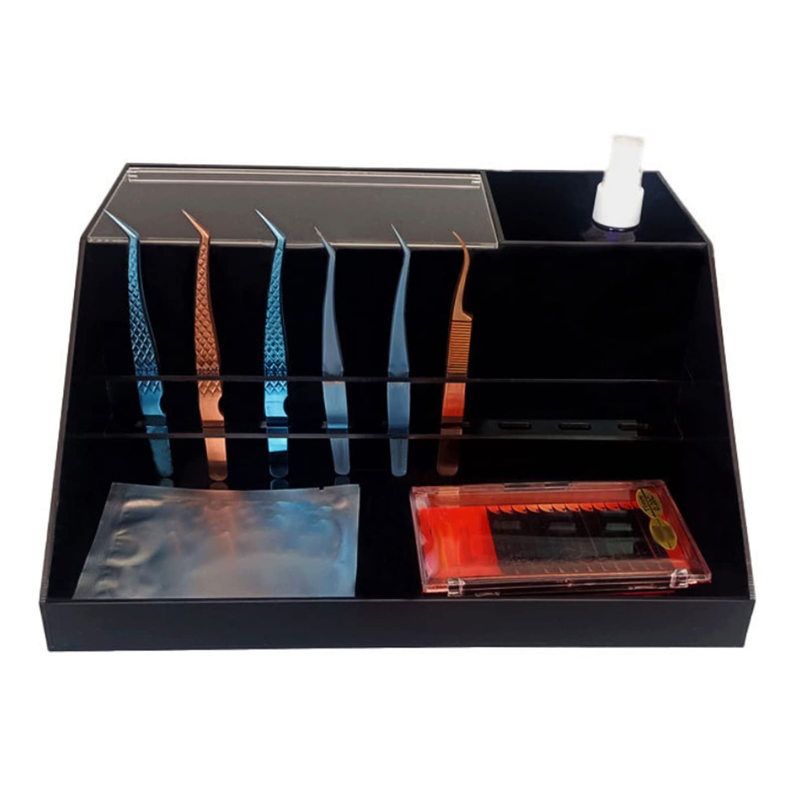 Professional Acrylic Eyelash Extension Display Box for Lash Artists - Black Makeup Organizer for Salon & Beauty Shop (Perfect for Eyelash Extension Storage & Retail Display)
