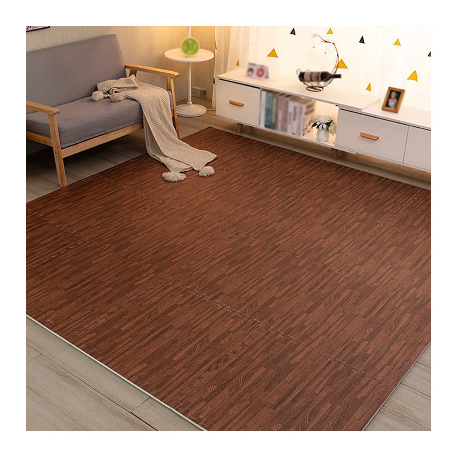 16-Piece Wood Grain Interlocking Foam Floor Tiles - 12