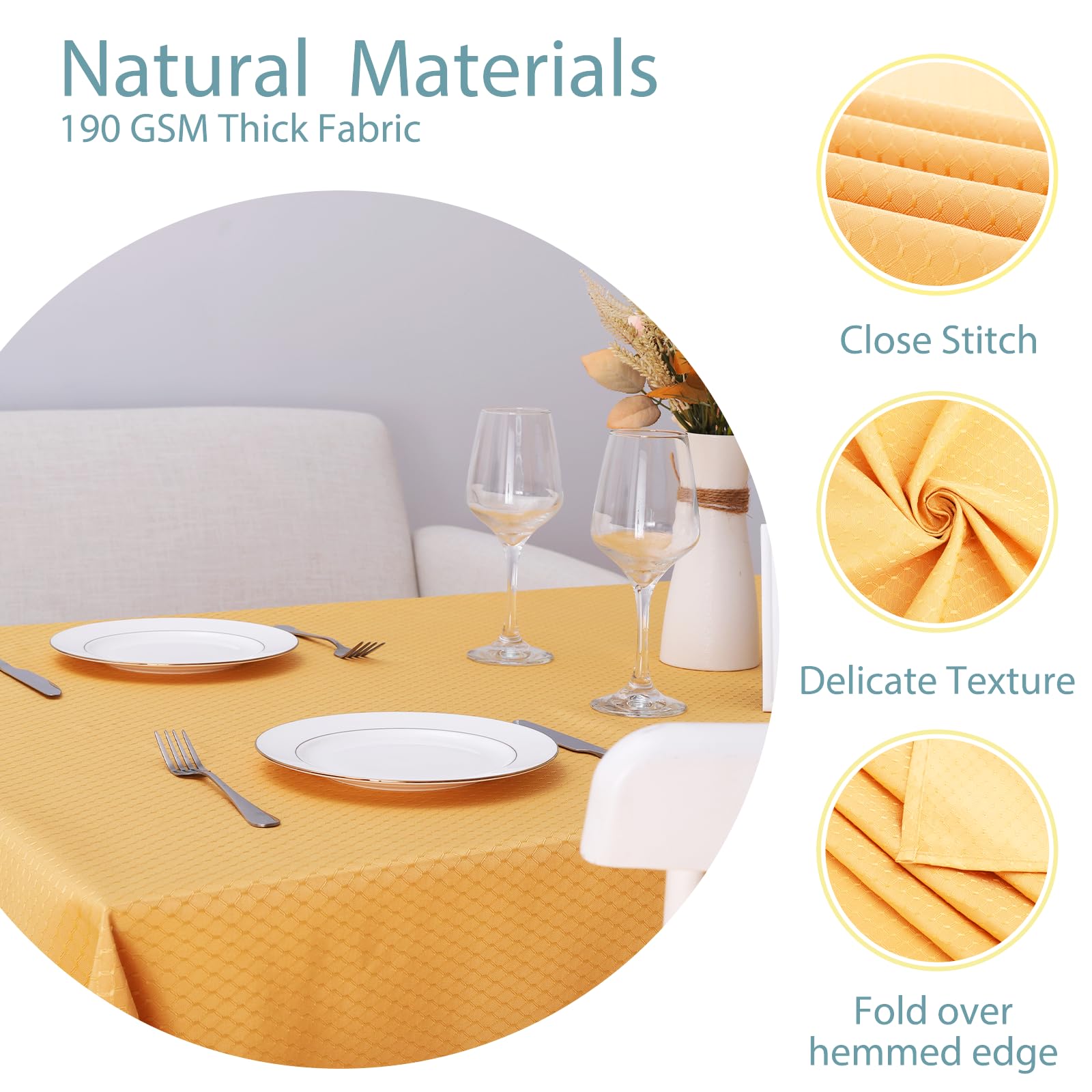 Premium Christmas Jacquard Moroccan Rectangle Tablecloth - Oil-Proof, Spill-Proof & Water-Resistant Washable Table Cover for Dining, Parties & Holiday Decor (60x120 Inch, Gold) - Perfect for Indoor & Outdoor Use on Dining Tables, Buffets & Holiday Gatherings