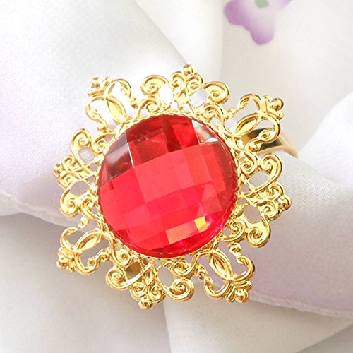 ZiDeTang 100-Pack Red Rhinestone Metal Napkin Rings for Wedding, Party, and Holiday Table Decor - Elegant Dining Accessories