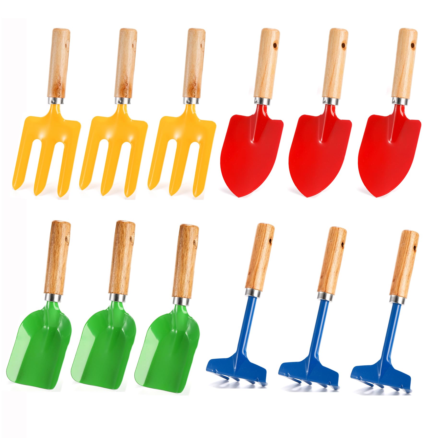 Nicunom 12-Piece Kids Gardening Tool Set - Durable Metal Shovel, Rake, Fork & Trowel for Children | Outdoor Garden Toys, Beach Sand Play & STEM Learning Activities | Perfect Gift for Young Gardeners & Outdoor Explorers