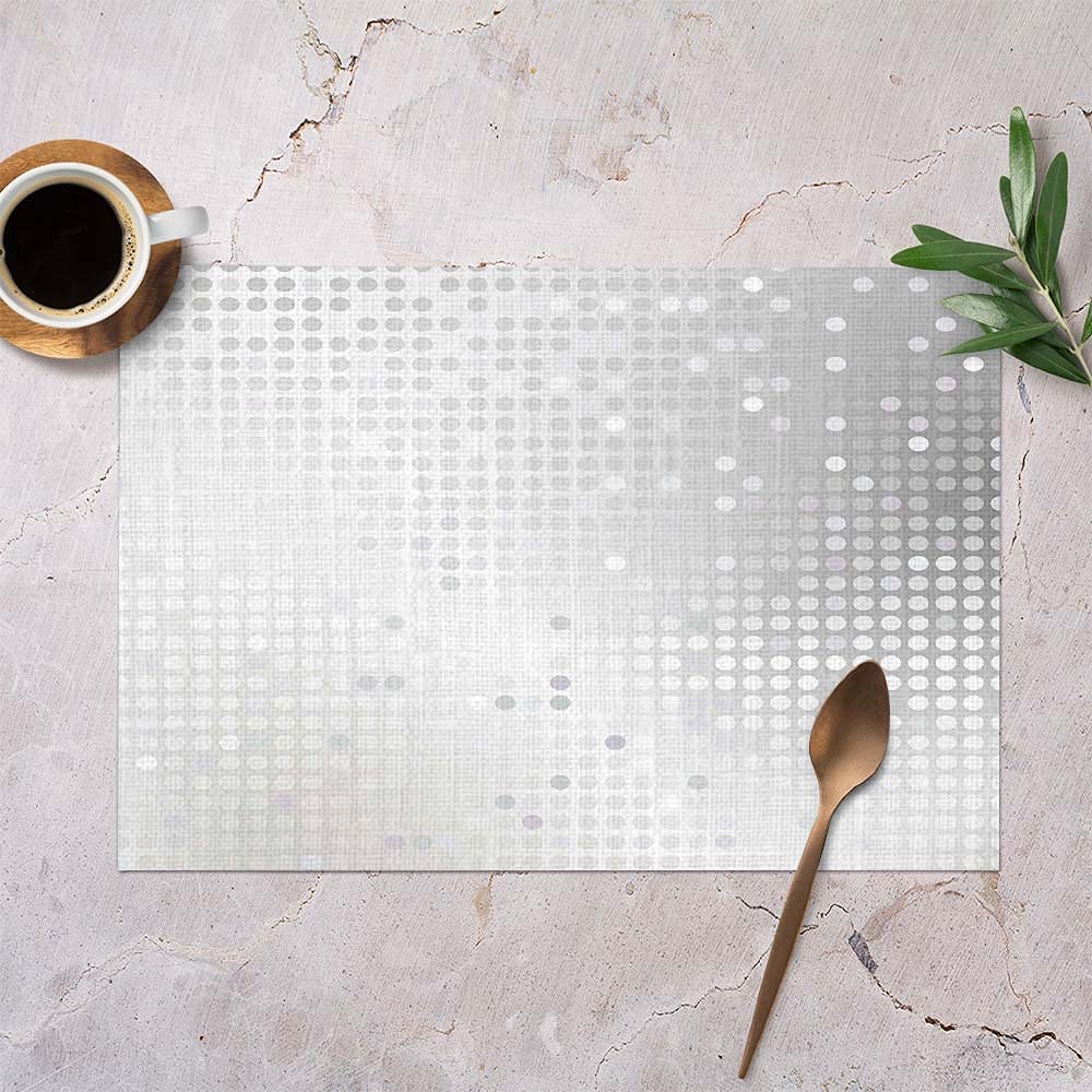 Shiny Silver Sequins Placemats Set of 4 - Washable Fabric Table Mats with Dot Design for Dining Room Decor | Perfect for Holiday Dinners, Parties & Home Entertaining