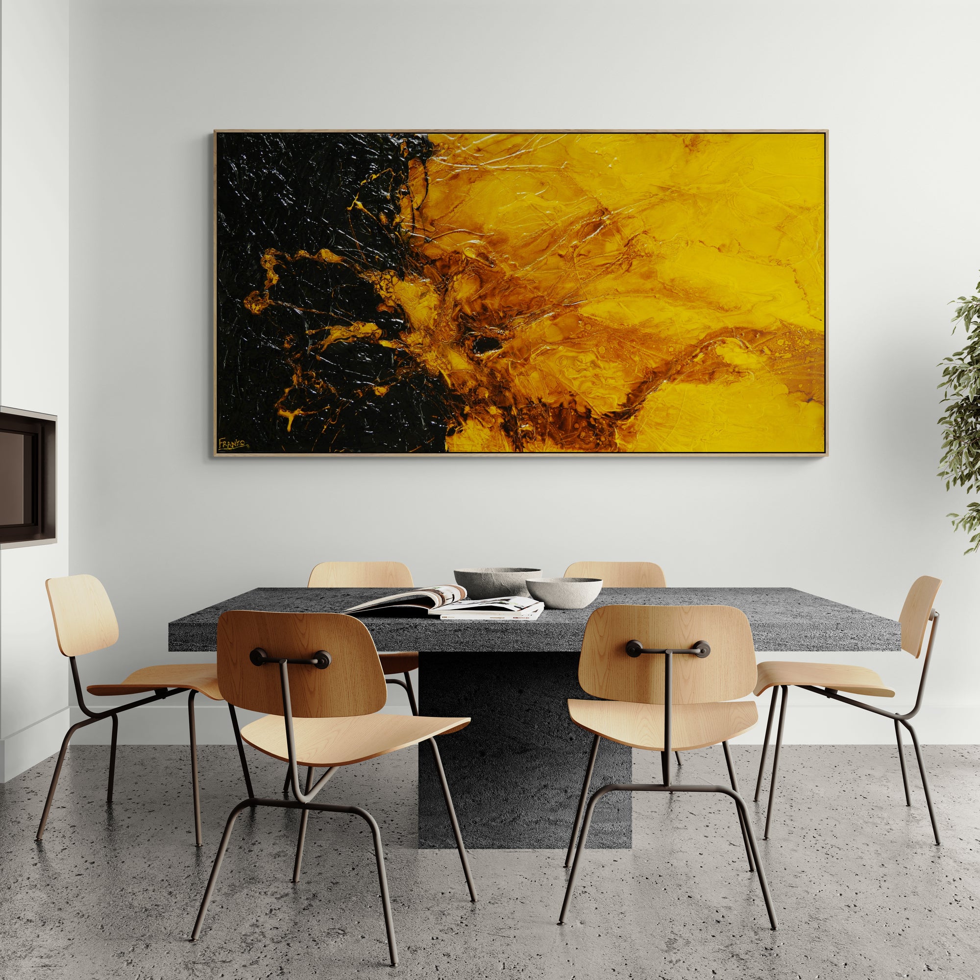 190cm x 100cm Natural Sunflower Textured Abstract Wall Art Painting - Perfect for Living Room, Bedroom & Office Decor