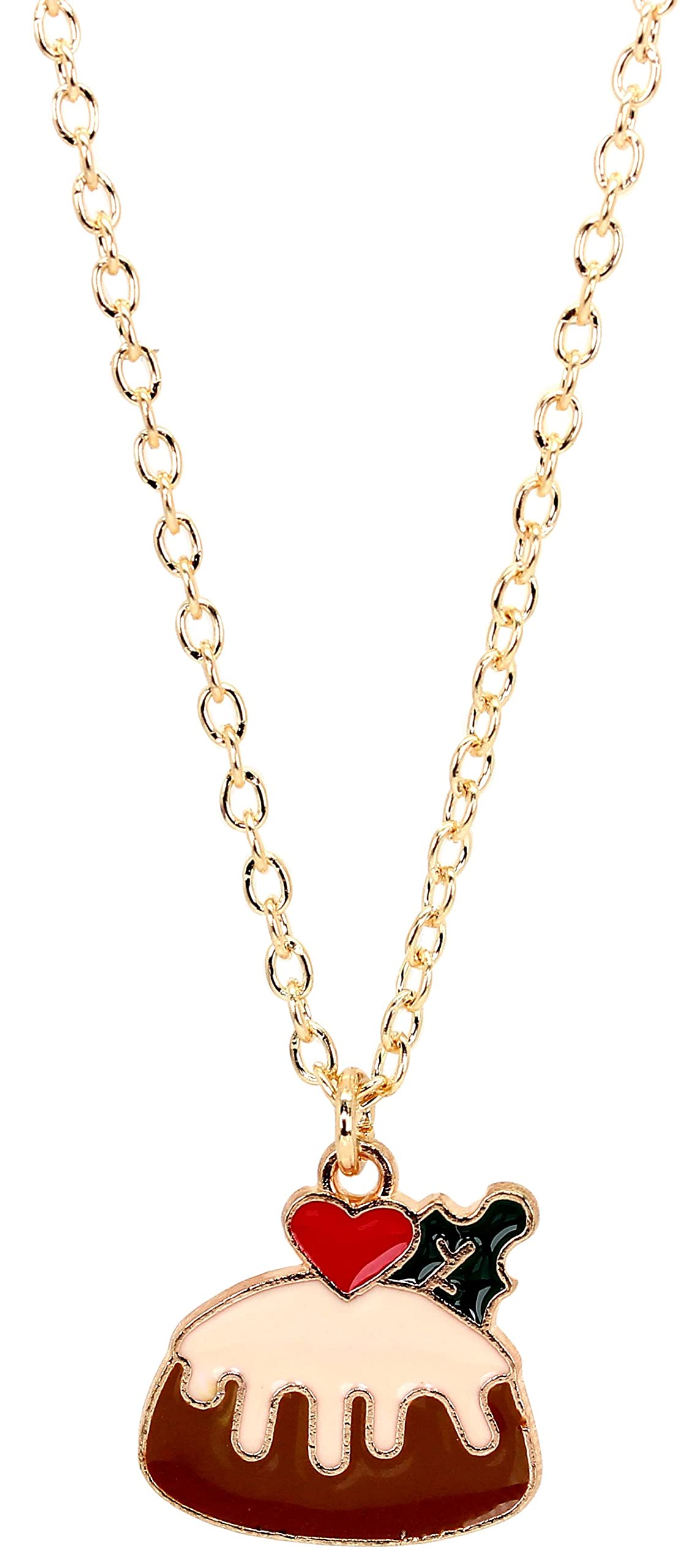 Bluebubble Christmas Pudding Cake Charm Necklace - Elegant Holiday Jewelry Gift for Women, Perfect for Christmas Party & Festive Celebrations