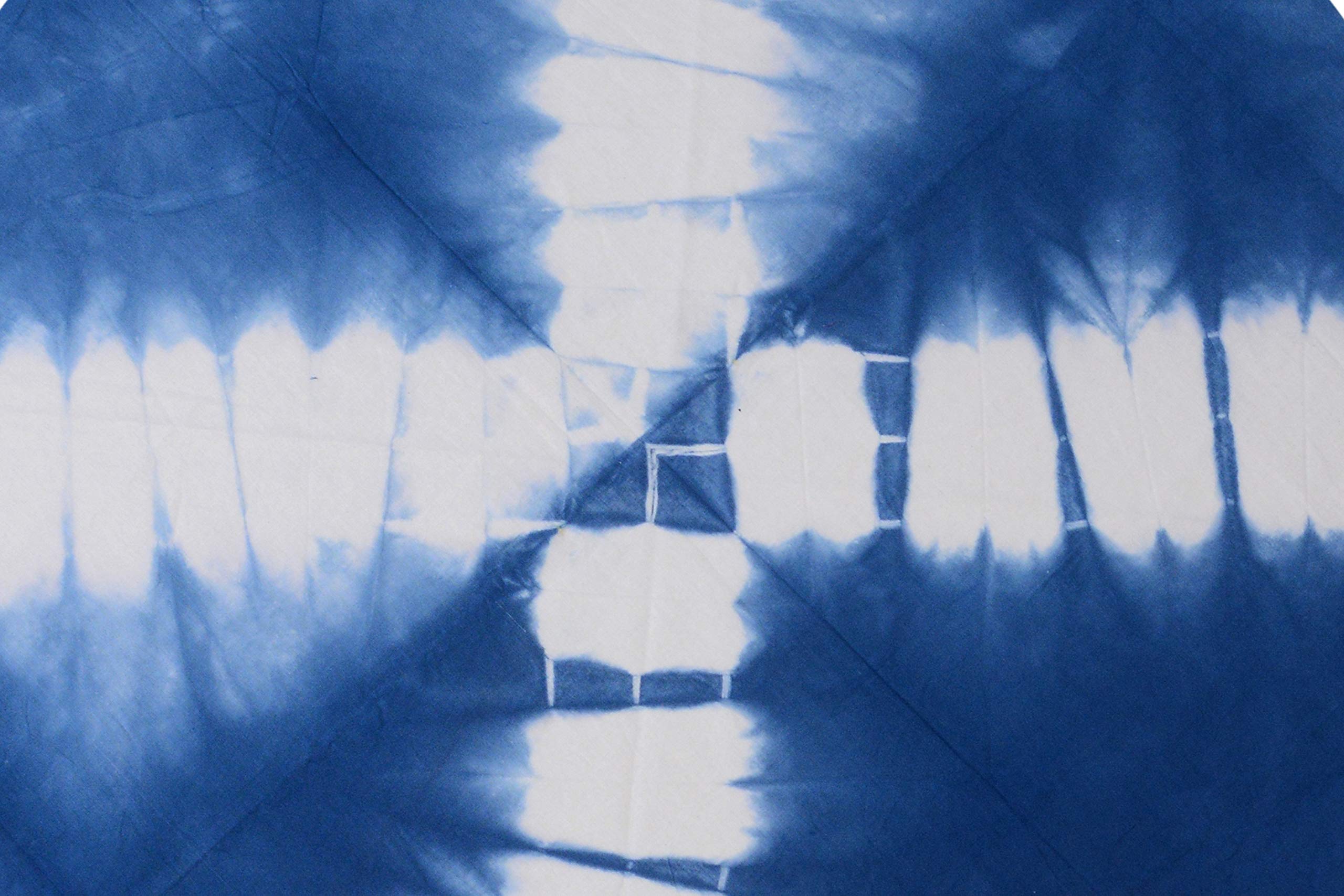 Indigo Shibori Round Tablecloth 60 Inch - Tie Dye Table Cover for Patio, Birthday, Wedding & Party Decorations (Pattern 8) - Perfect for Outdoor Dining, Garden Parties & Boho Home Decor