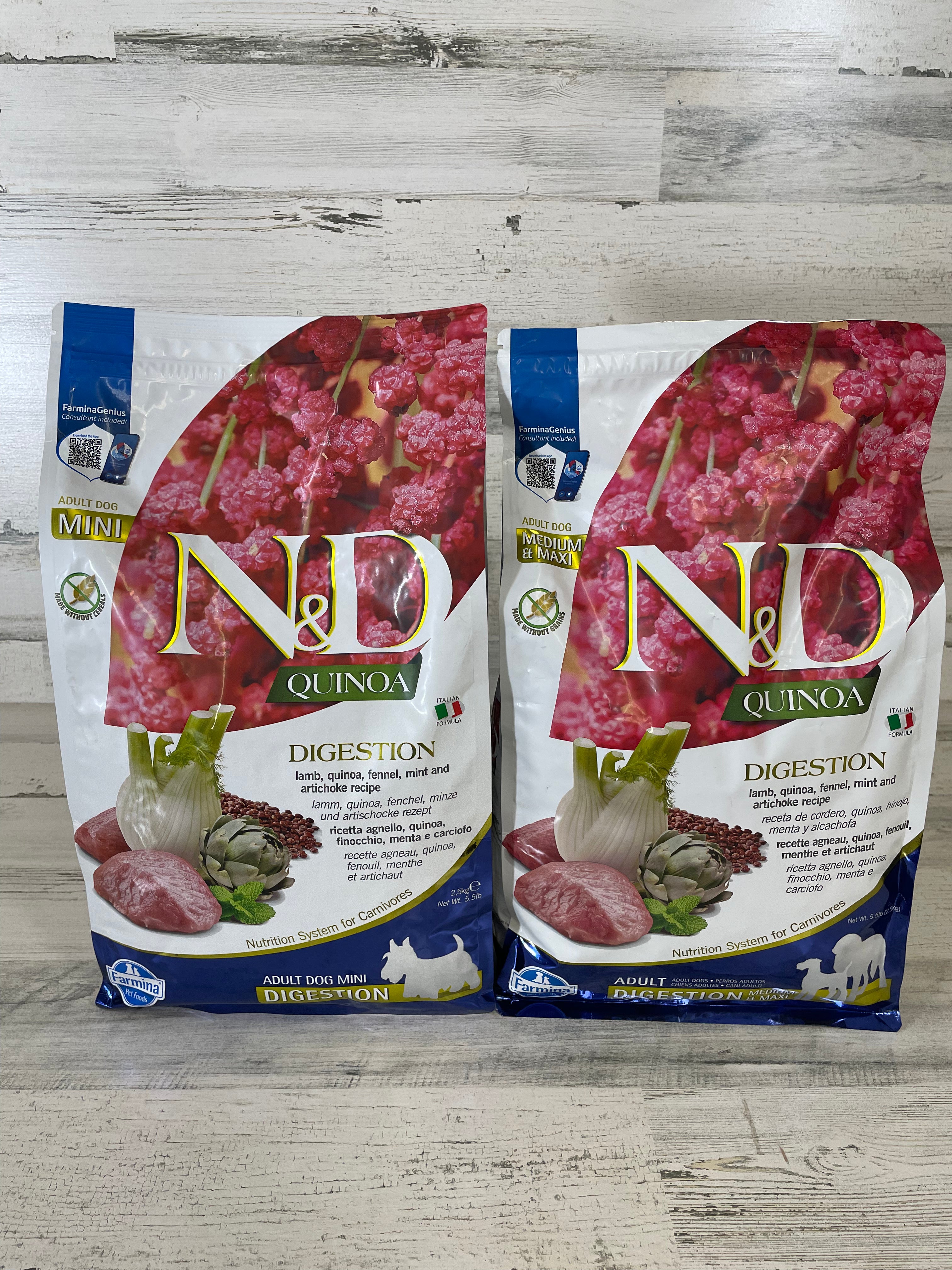 Farmina N&D Quinoa & Lamb Digestive Care Dry Dog Food - High Protein Grain-Free Recipe for Sensitive Stomachs - Perfect for Adult Dogs with Allergies or Digestive Issues