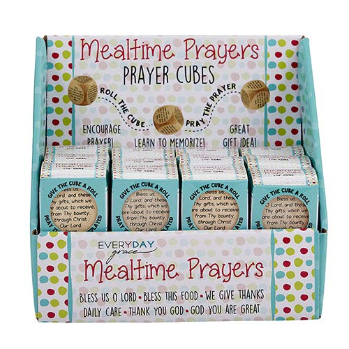 Christian Prayer Cube Set - 24 Pack Mealtime Blessing Display for Catholic Families - Perfect for Dinner Grace & Family Devotions