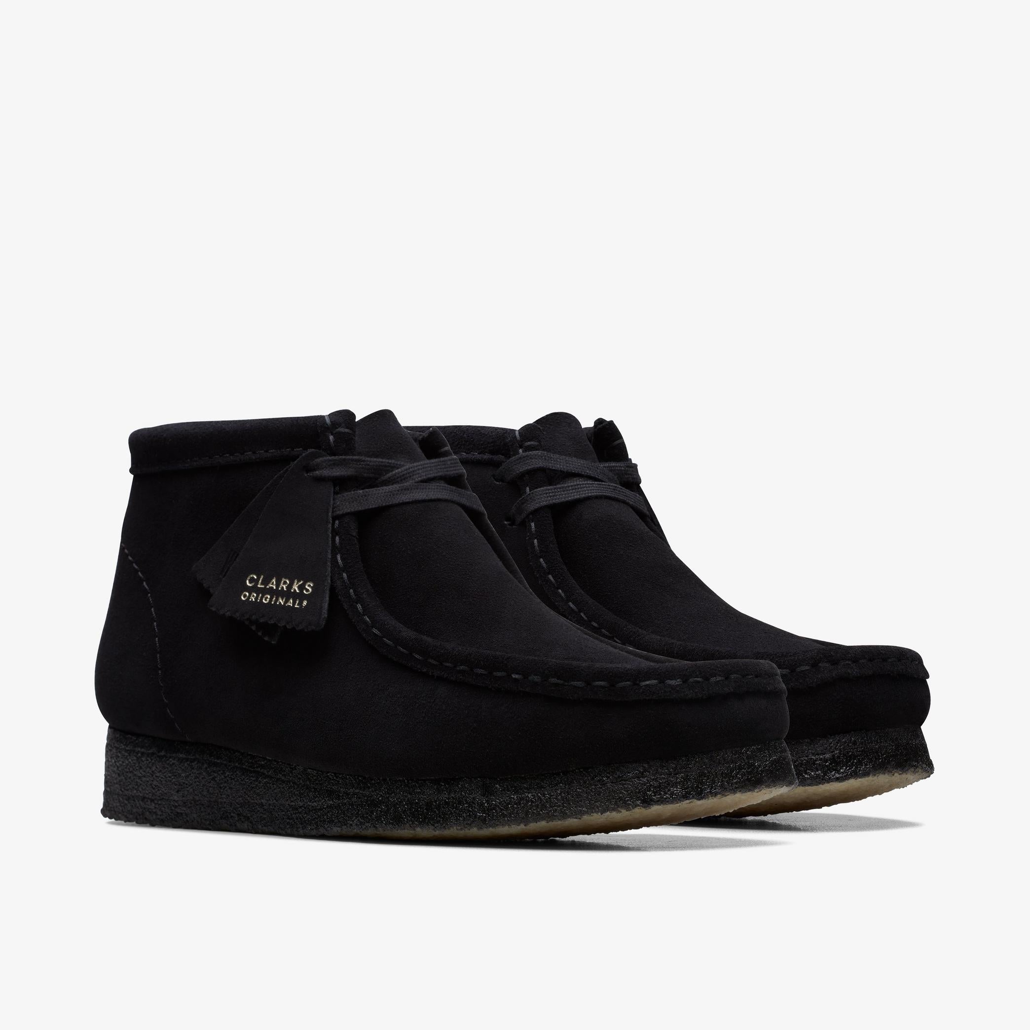 Clarks Men's Wallabee Boot - Black Suede Leather Comfort Casual Shoes for Men | Perfect for Everyday Wear, Office & Outdoor Activities