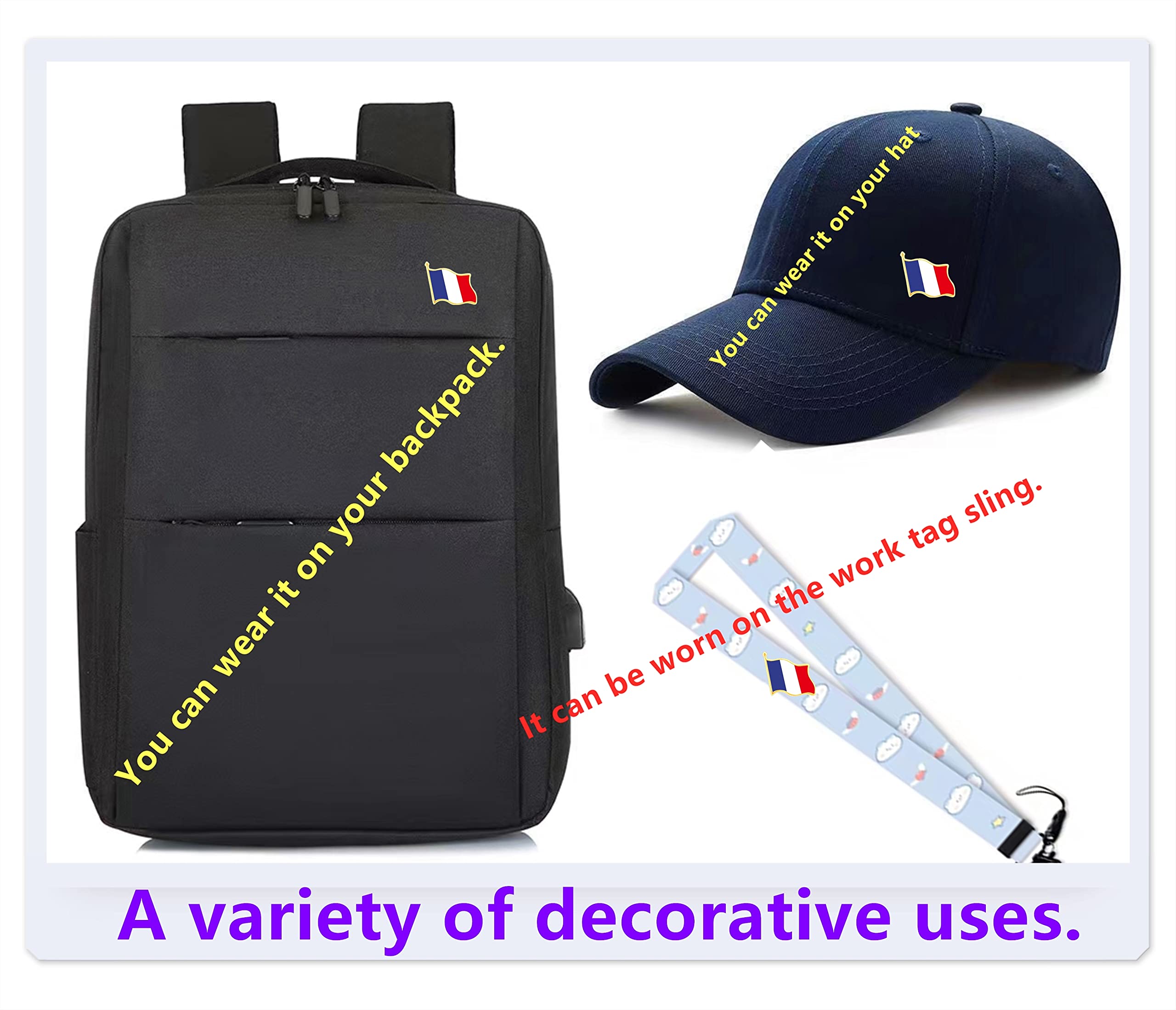 12/25/50 PCS Small Metal French Flag Lapel Pins - Waving France Flag Badges for Suit Jacket, Clothes & Backpack - Bulk French Republic Flag Pins for Patriotic Events, Travel & Gifts