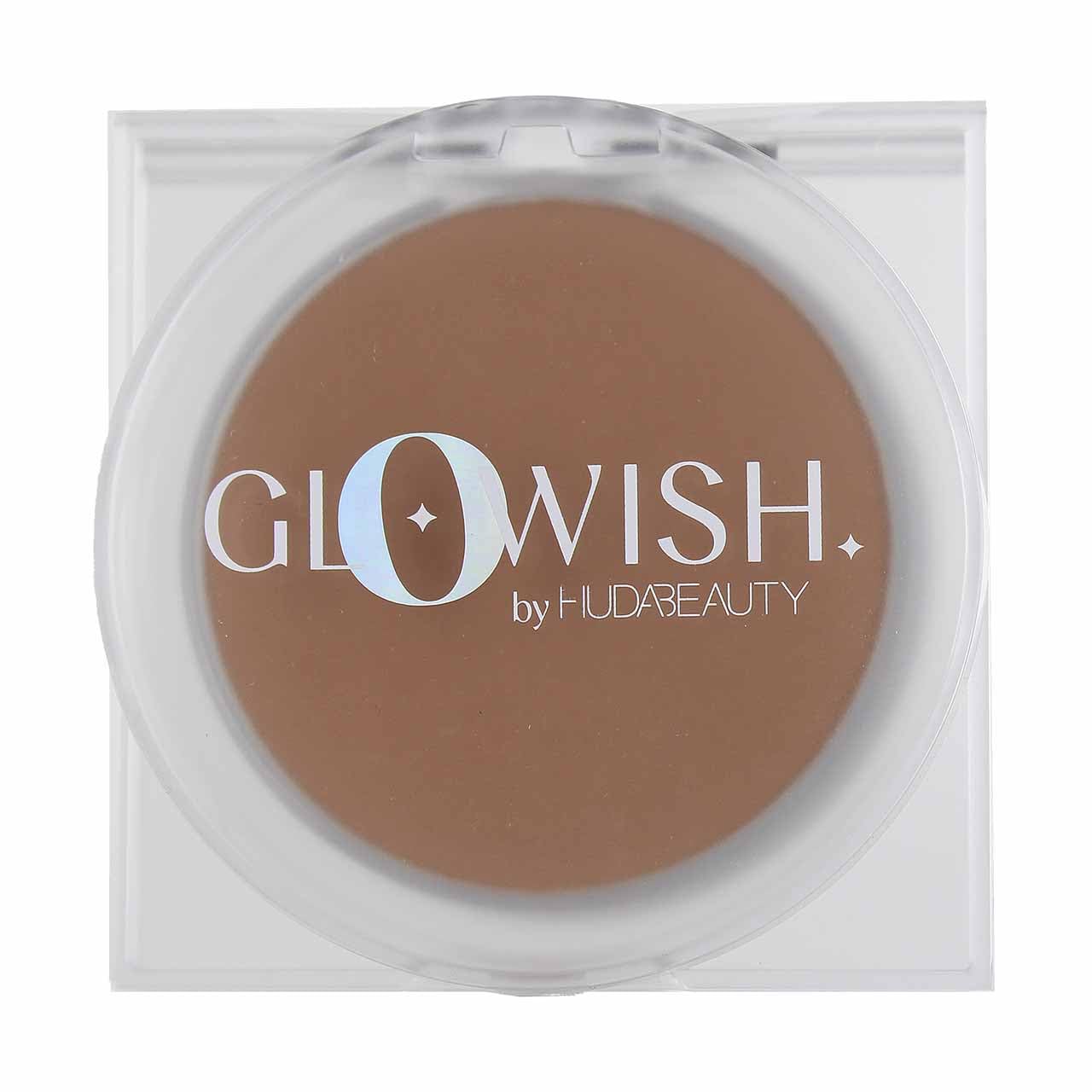HUDA BEAUTY GloWish Lightweight Blurring Pressed Powder - Medium-Tan Shade 06 | Oil Control & Pore Minimizing | Perfect for Everyday Wear & Photo-Ready Makeup