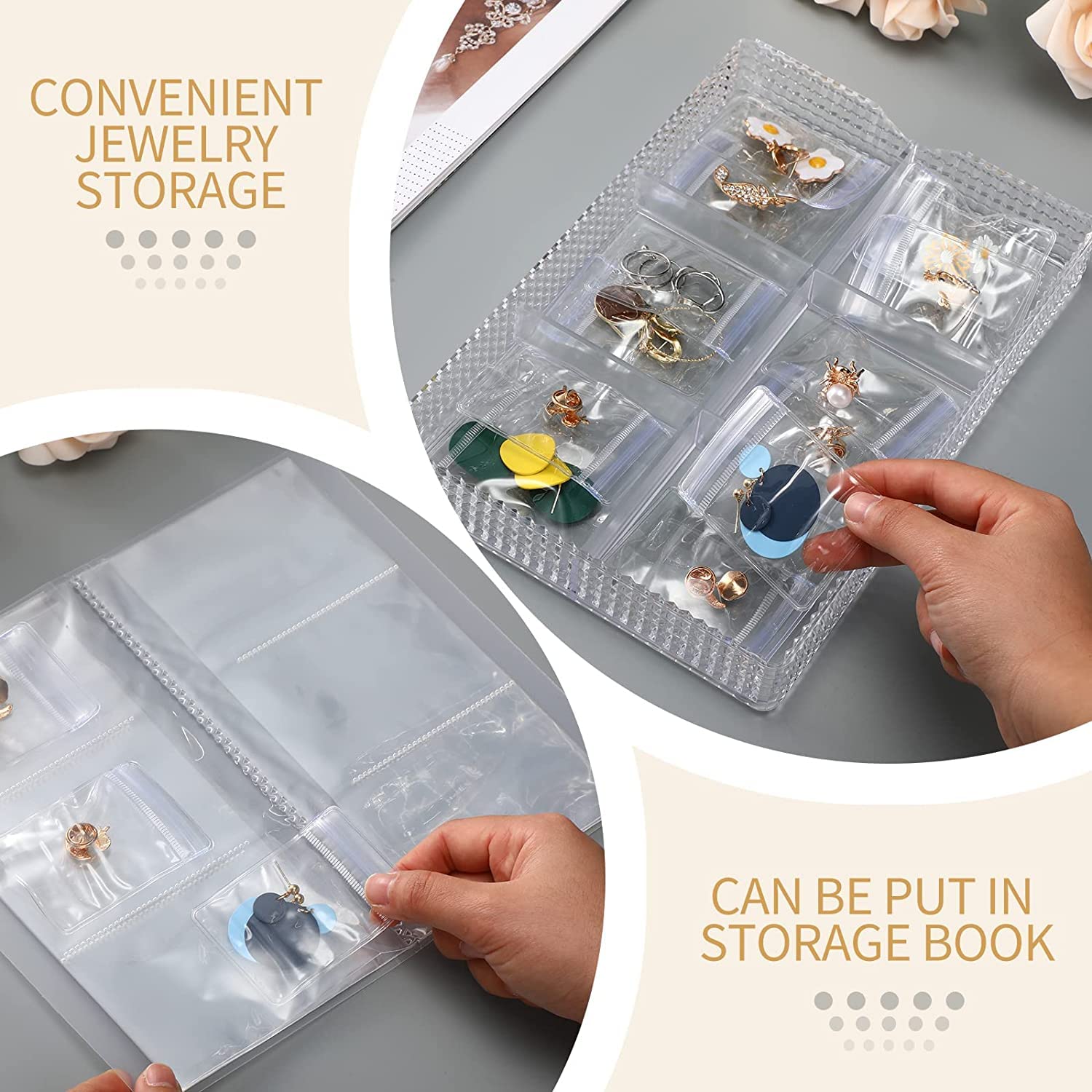 GSXRB 100-Pack Clear PVC Anti-Tarnish Jewelry Bags for Rings & Earrings - 3.14x4.72 Inch Plastic Jewelry Pouches - Perfect for Storage, Travel & Gift Packaging