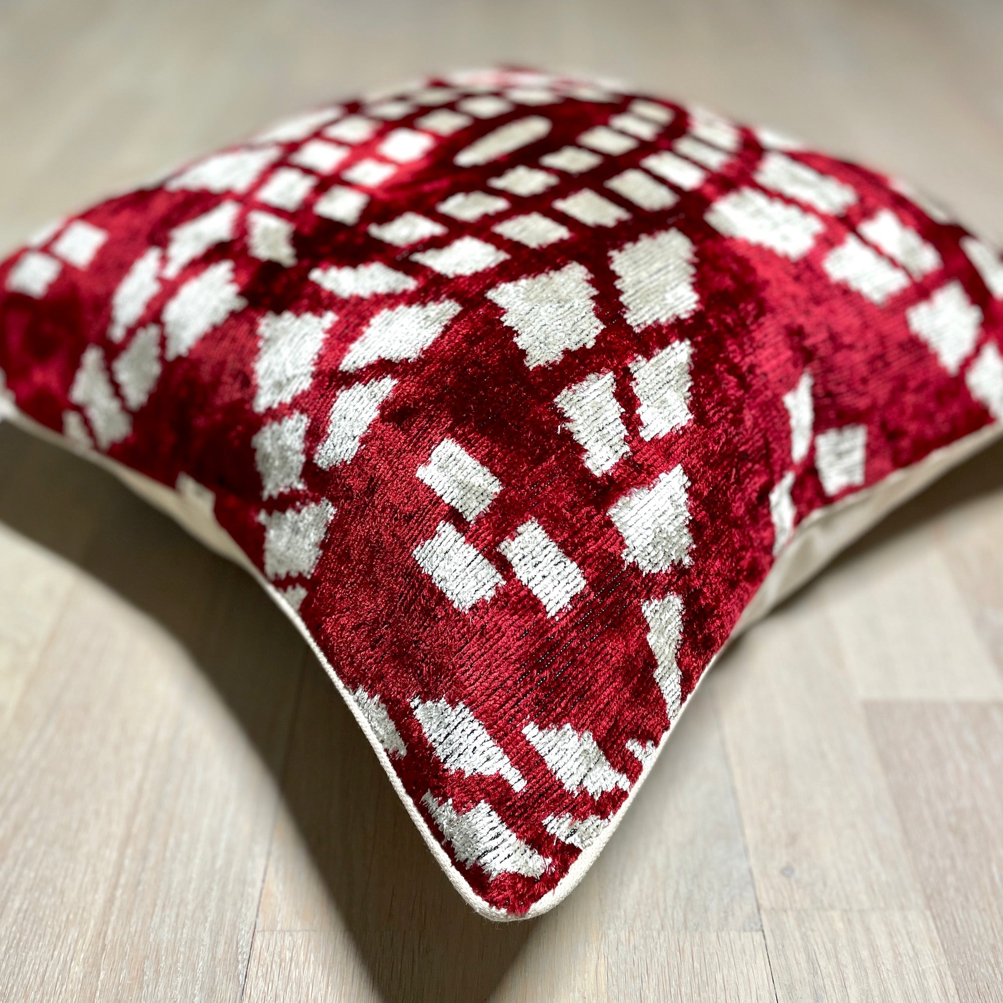 Luxury Velvet Ikat Cushion Cover - Bohemian Mosaic Pattern Decorative Pillow Case for Sofa, Bed, Living Room & Home Decor