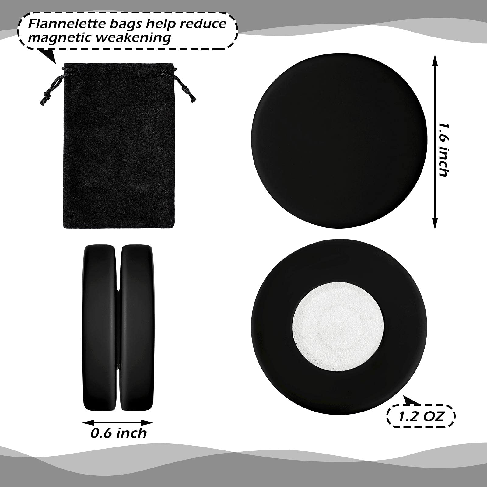 Jetec 6 Pairs Waterproof Magnetic Shower Curtain Weights - Prevent Curtain Liner from Blowing, No Sew Round Tablecloth Magnets for Bathroom, Kitchen & Outdoor Use (Black)