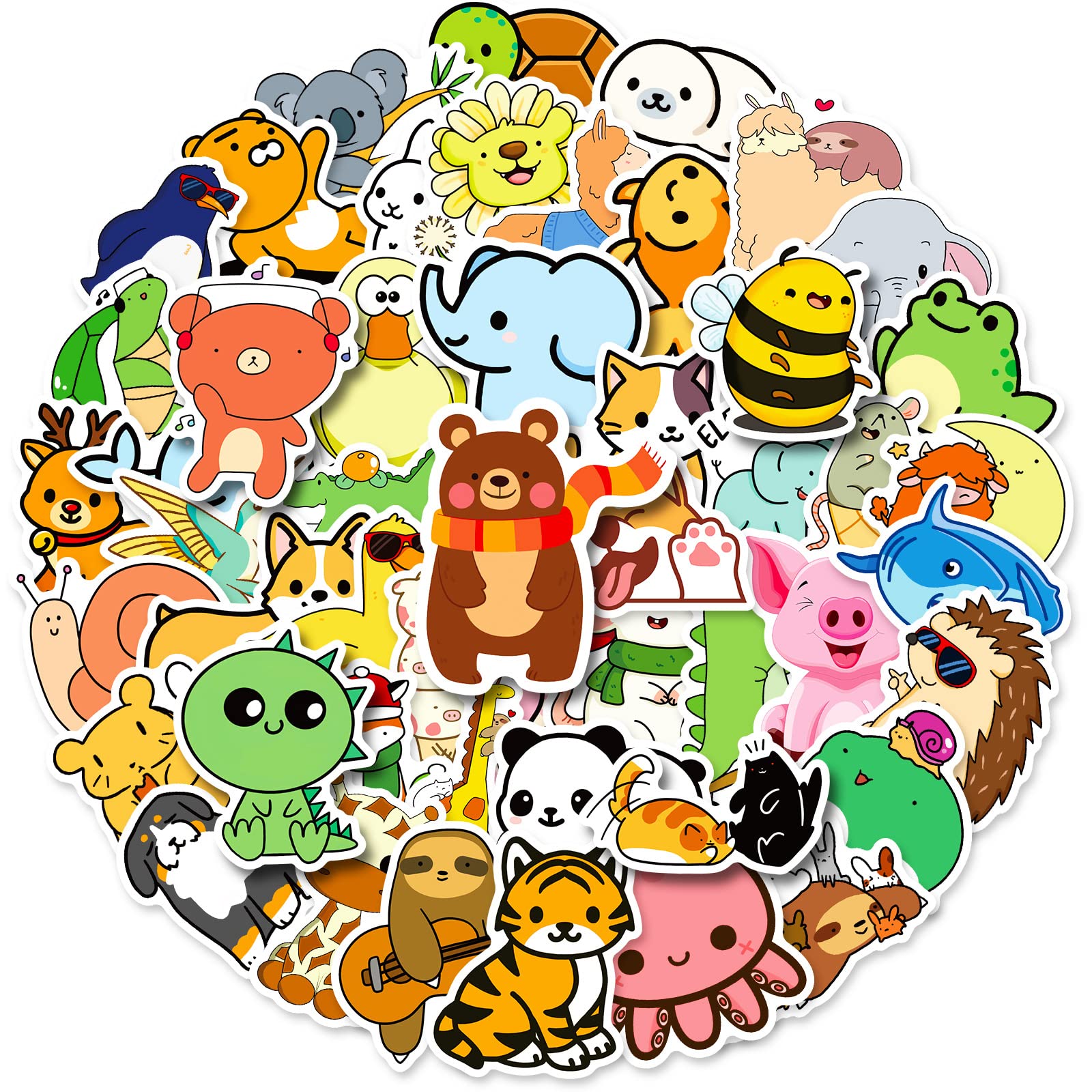 100pcs Cute Animal Stickers - Frog, Penguin, Fox, Panda, Elephant Decals for Laptop, Water Bottle, Notebook | Fun DIY Decor for Kids, Teens, Girls & Boys | Perfect for School, Scrapbooking & Gift Giving