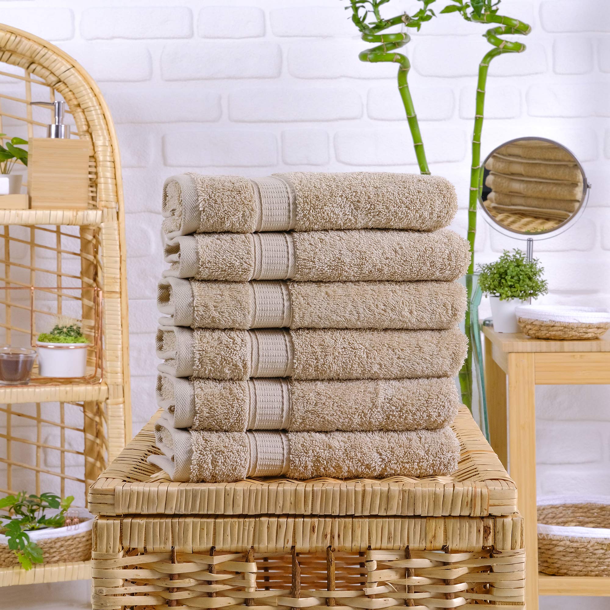 Luxury 2-Piece Hand Towel Set - 100% Turkish Cotton, Super Soft & Highly Absorbent - Hotel & Spa Quality Bath Towels for Home & Gifts (Beige) - Perfect for Bathrooms, Guest Rooms & Spa Days
