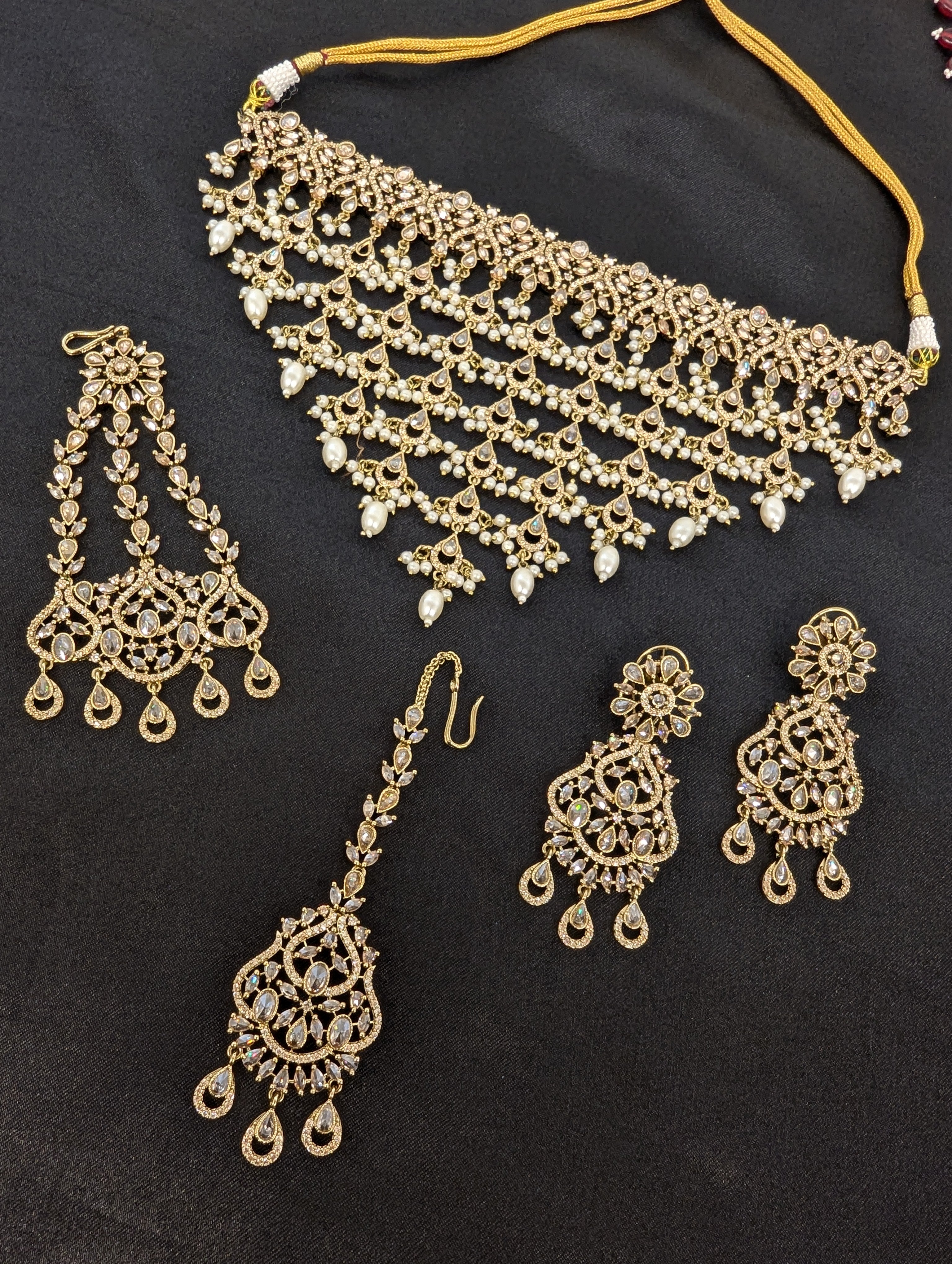 Aditi CZ Semi Bridal Jewelry Set – Elegant Cubic Zirconia Necklace & Earrings for Weddings, Prom, Parties & Special Occasions