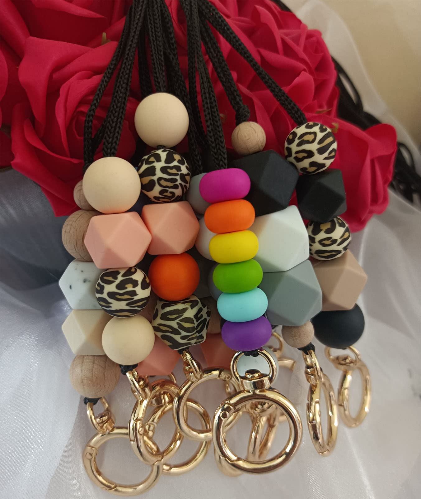 Cute Silicone Beaded Lanyard for Teachers & Students - ID Badge & Key Holder (2pcs) - Perfect for School & Office Use