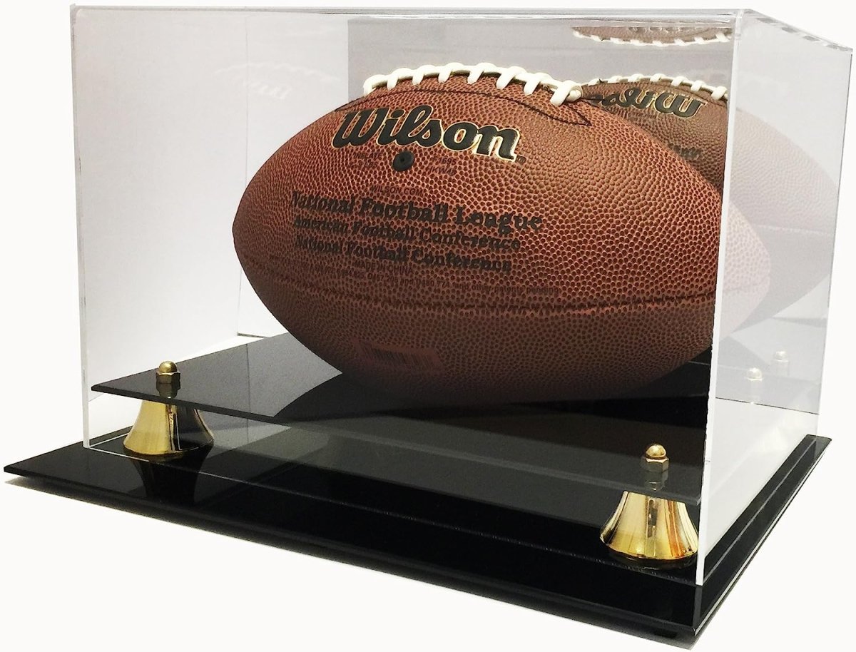 Premium Acrylic Football Display Case with UV Protection - Perfect for Showcasing Autographed Footballs, Game Balls, and Sports Memorabilia in Home, Office, or Man Cave Decor