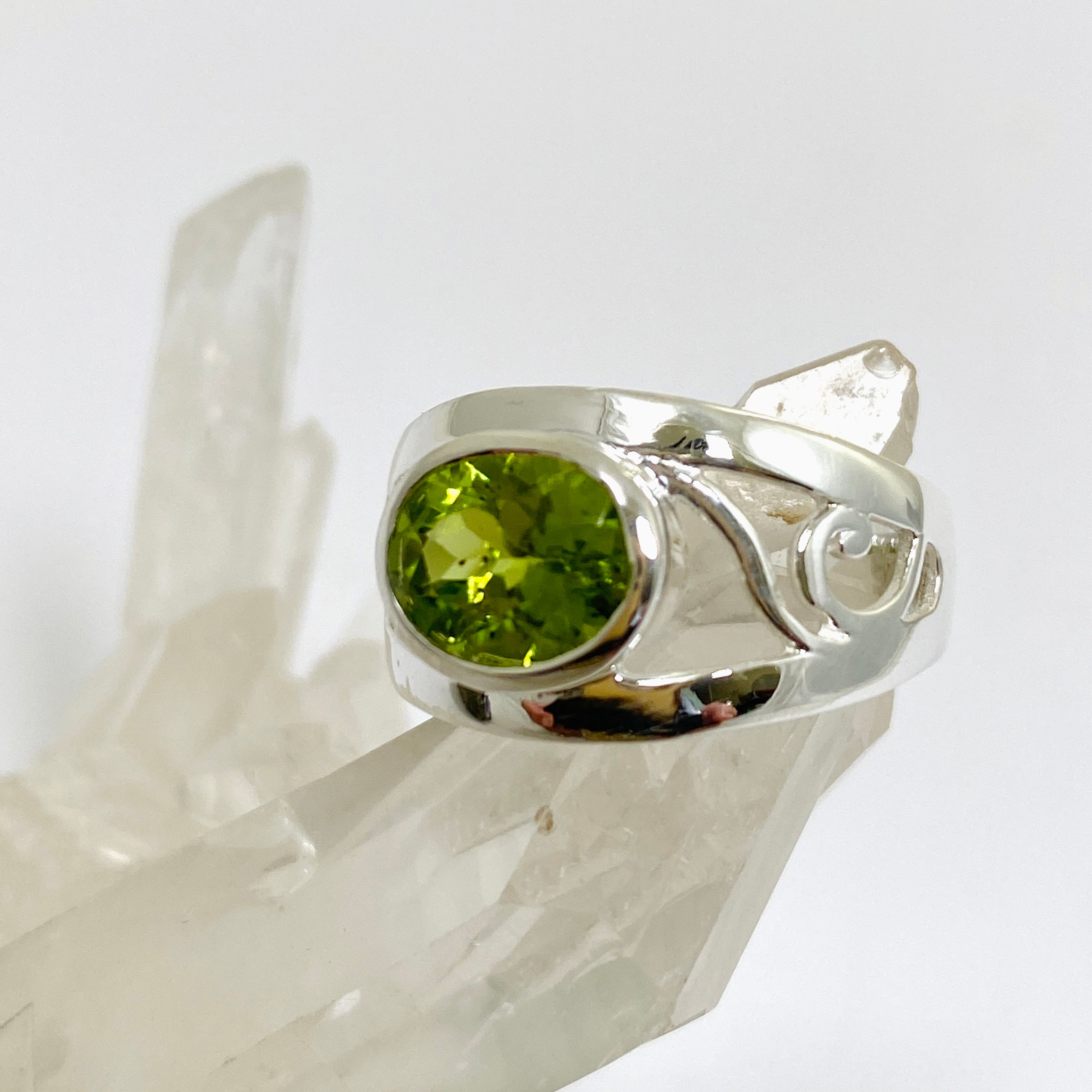 Peridot Oval Faceted Boho Ring for Women - Handmade Sterling Silver Bohemian Jewelry - Perfect for Casual Wear, Parties & Gift Giving