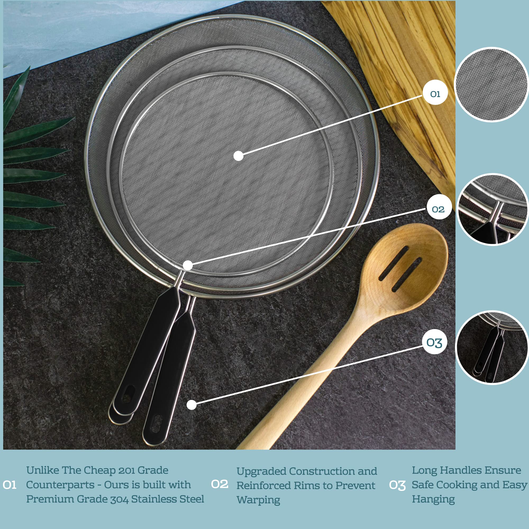 Premium Stainless Steel Grease Splatter Screen Set (8