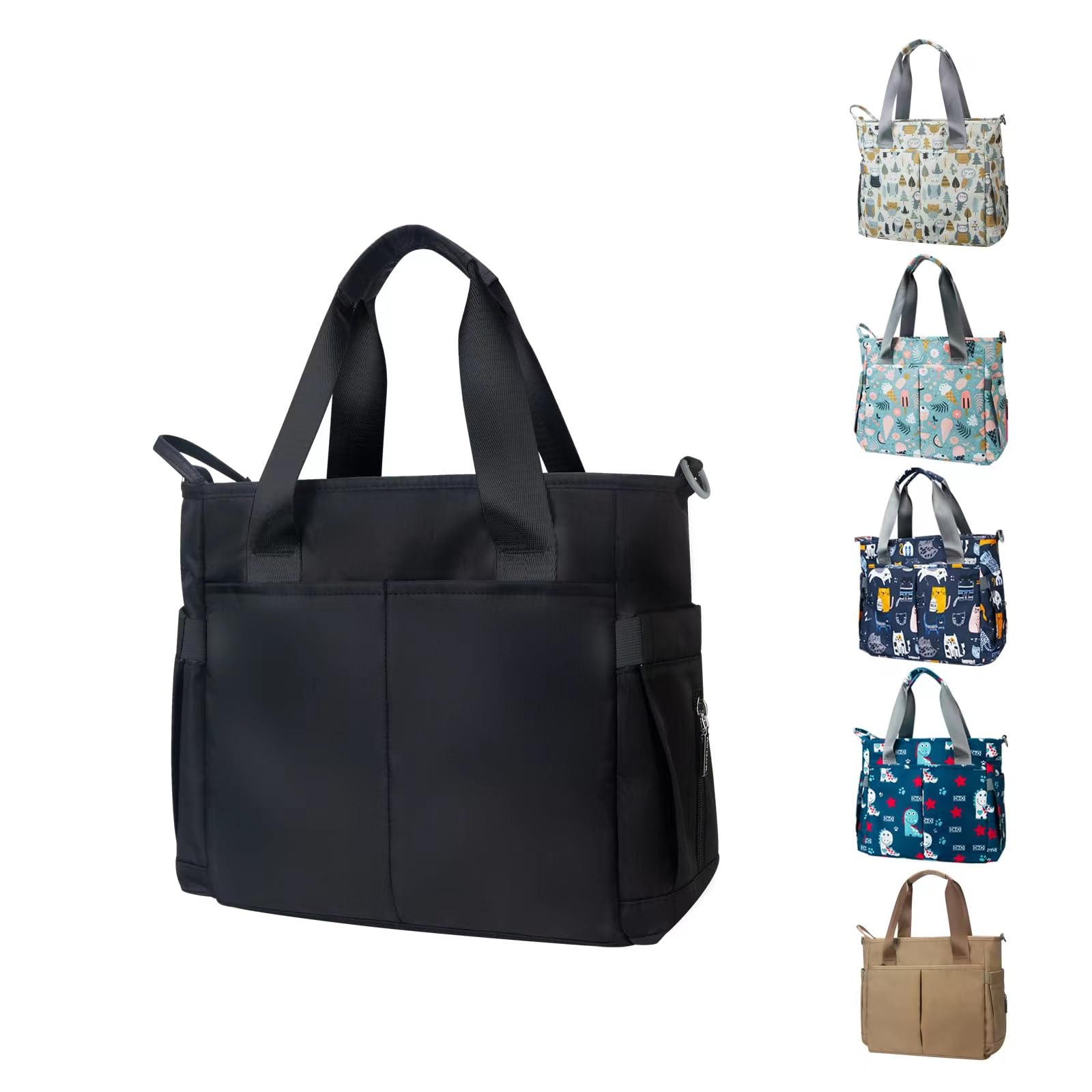 Waterproof Diaper Bag for Moms & Dads - Large Multifunctional Travel Tote with Insulated Pockets, Stroller Straps & Changing Pad - Perfect for Daycare, Outings & Baby Essentials (Black)