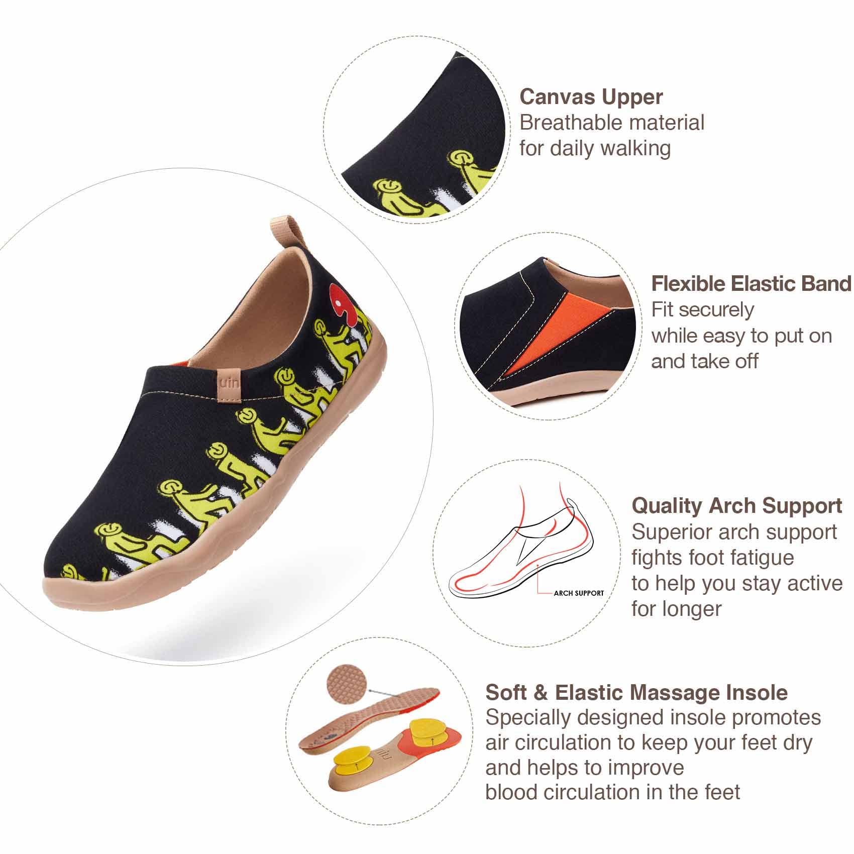 UIN Men's Slip On Canvas Sneakers - Lightweight Comfortable Walking Shoes for Travel & Casual Wear - Breathable Art Painted Loafers - Perfect for Daily Commute, Weekend Outings & Beach Vacations