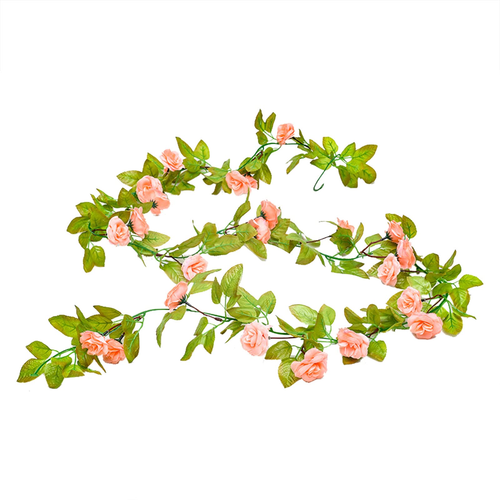 Artificial Silk Rose Vine Garland with Green Leaves - Fake Hanging Flowers for Home, Wedding, Party & Garden Wall Decoration - COOH Realistic Rose Vine Plants (Size B, One Size) - Perfect for Indoor/Outdoor Decor, DIY Projects & Event Styling