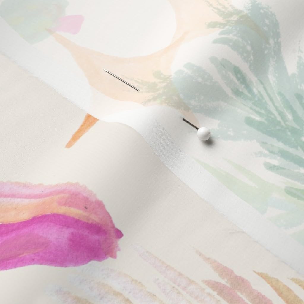 Palm Springs Retro Tropical Cactus Print Chiffon Fabric - Fat Quarter for Sewing, Fashion Apparel, Dresses & Home Decor | Perfect for DIY Projects, Quilting, and Bohemian Style Decorations