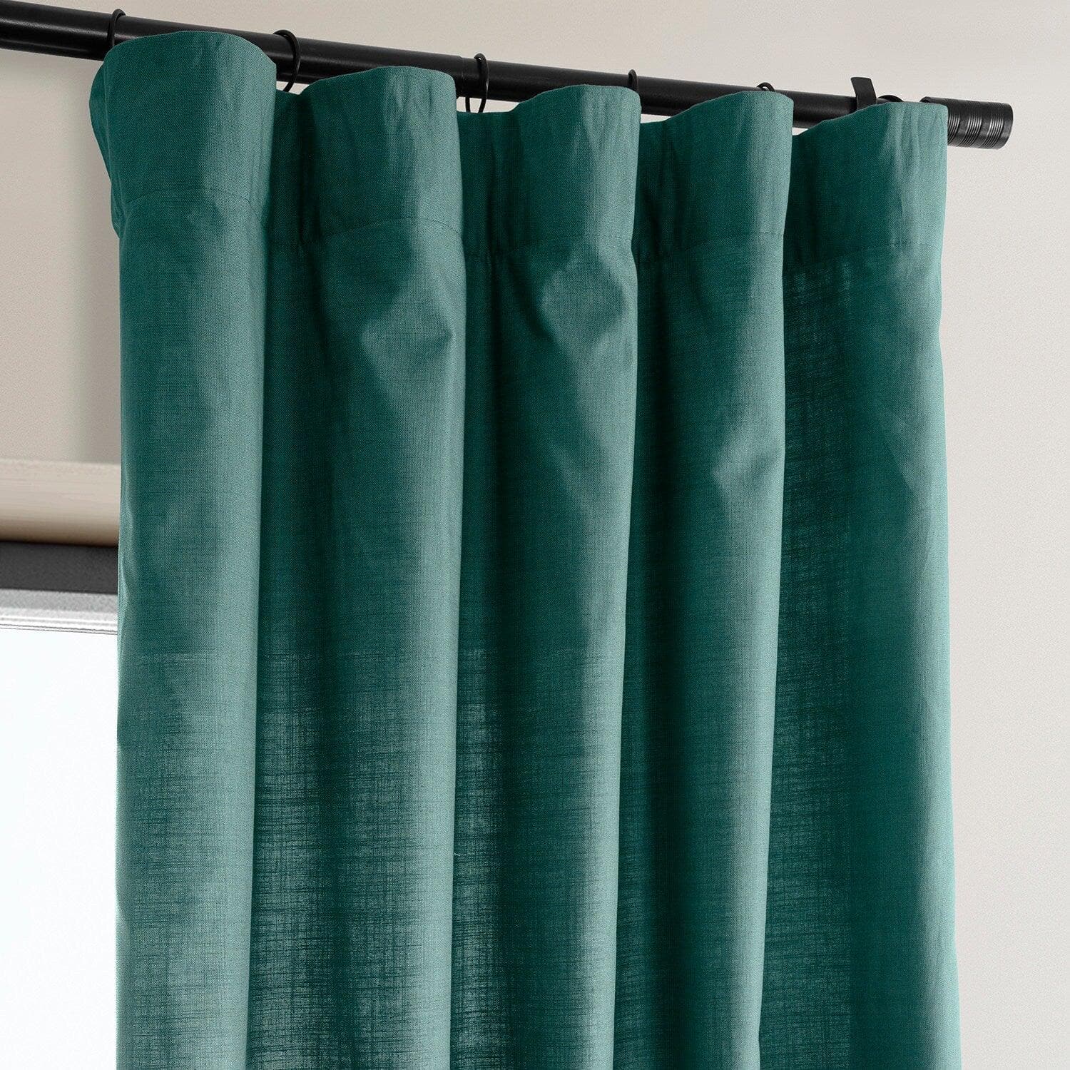 Dark Teal Dune Textured Cotton Curtain Pair (2 Panels) - Premium Window Treatments for Living Room & Bedroom Blackout Drapes